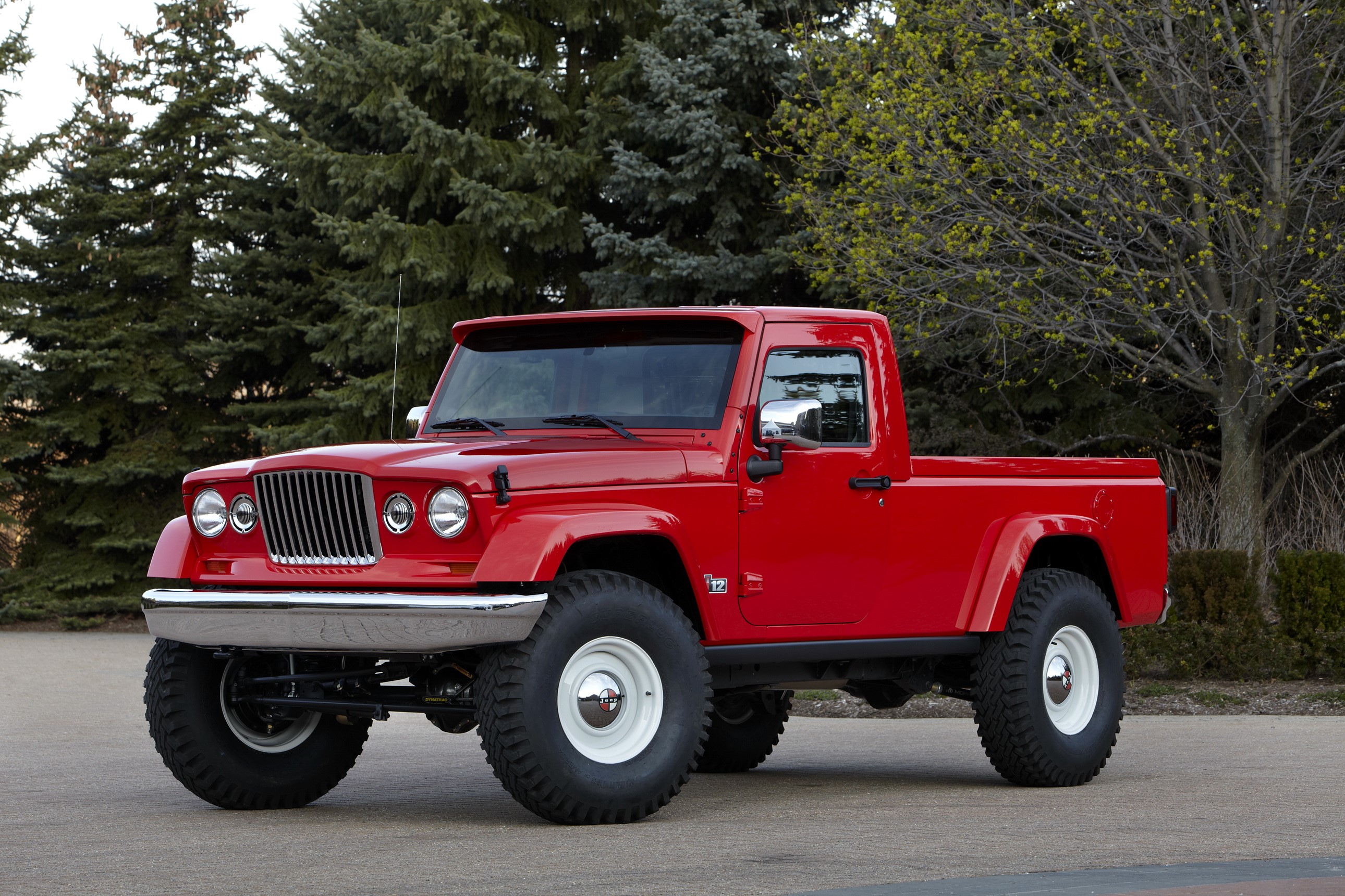 Red Jeep Gladiator concept pickup truck HD Wallpaper