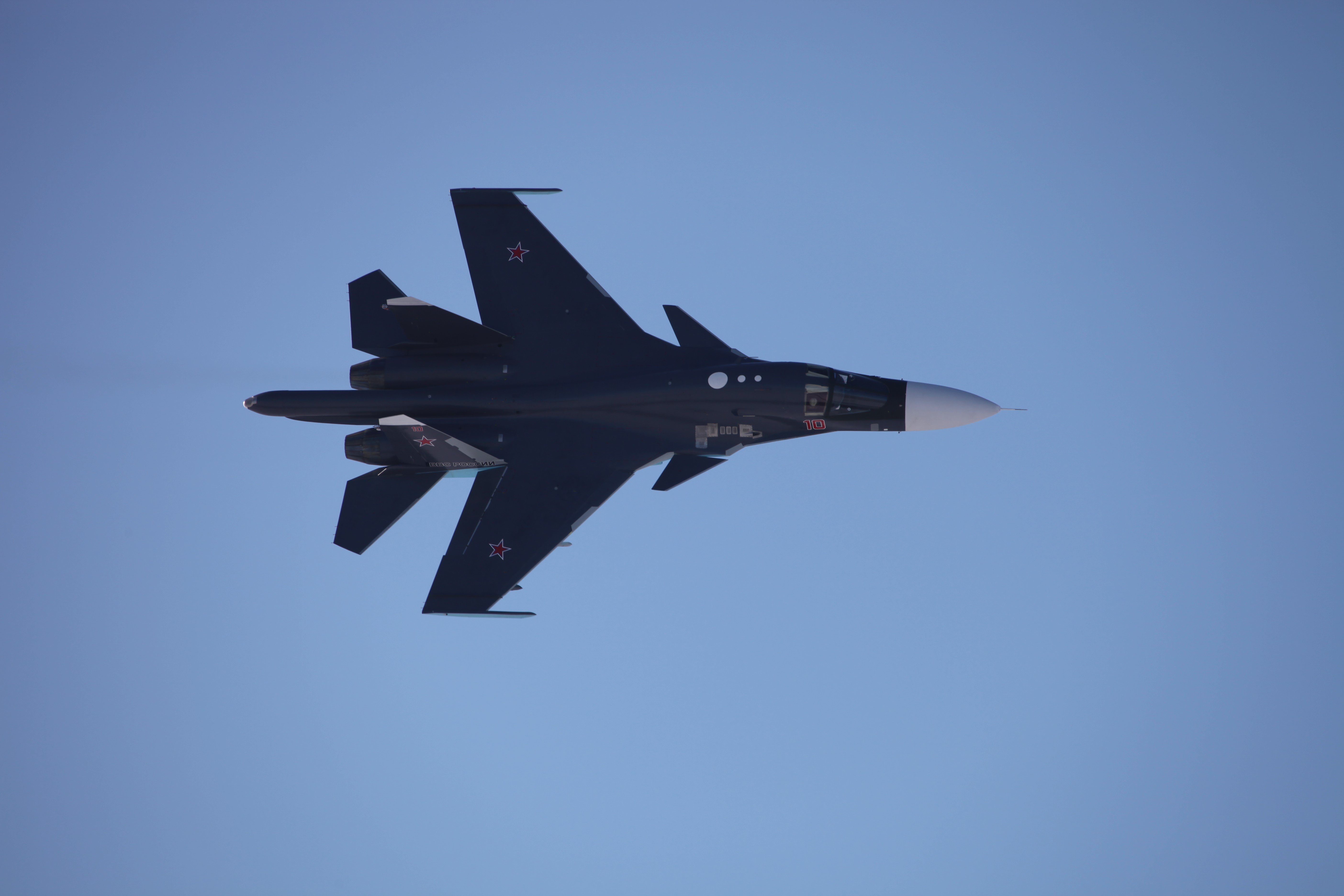 Russian fighter jet flying in the sky HD Wallpaper