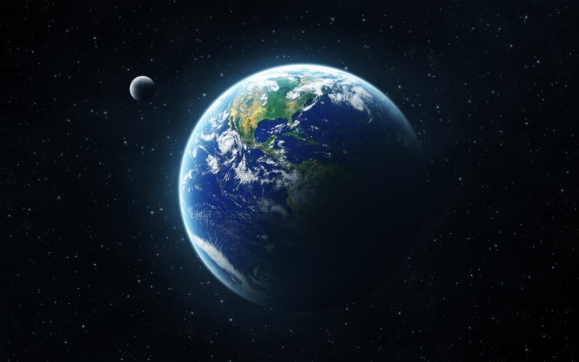 Earth and Moon in Space HD Wallpaper