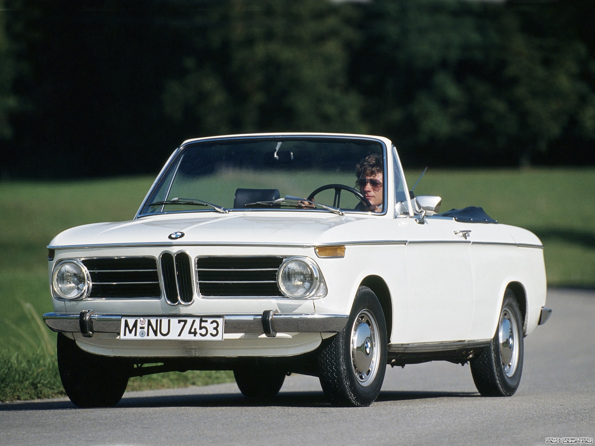 White BMW 2002 Convertible with Driver HD Wallpaper