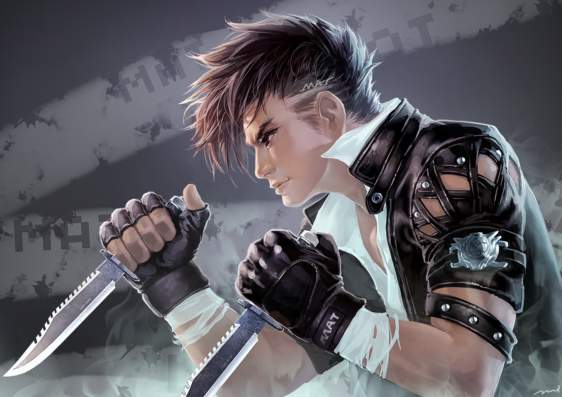 Young man holding knives HD Wallpaper