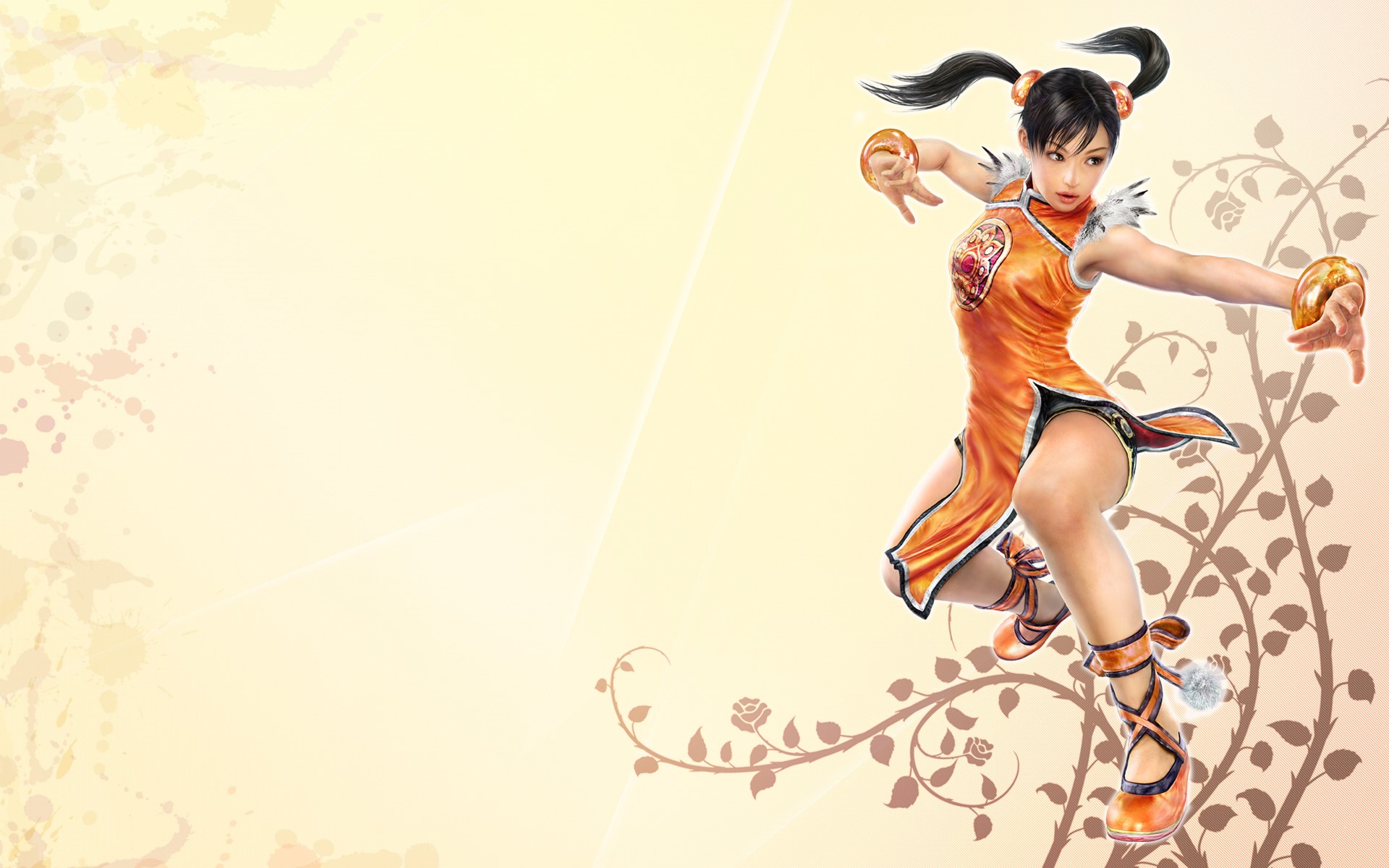 Chun-Li from Street Fighter in orange outfit HD Wallpaper