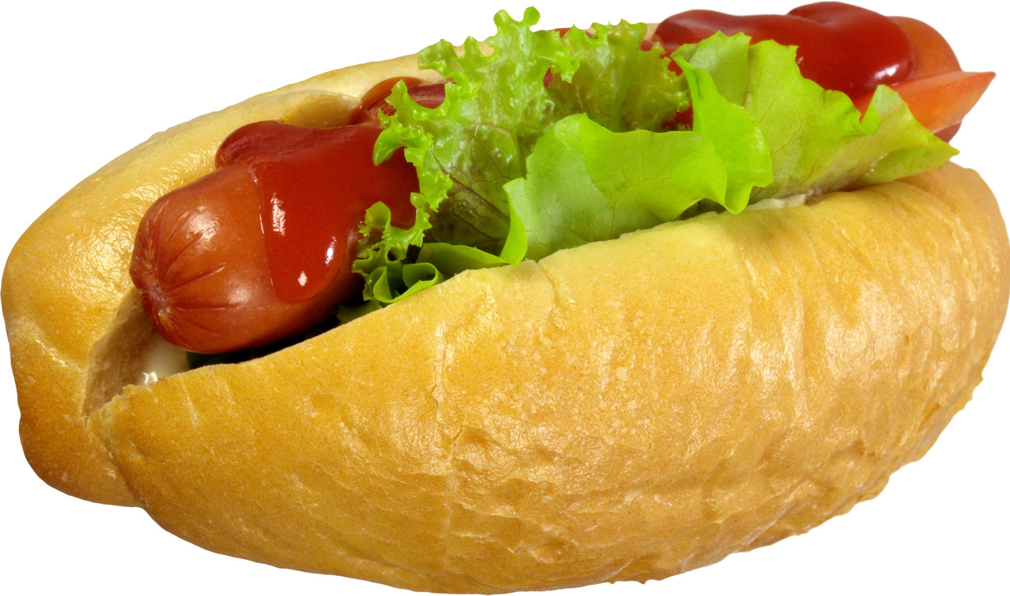 Hot dog with ketchup and lettuce HD Wallpaper
