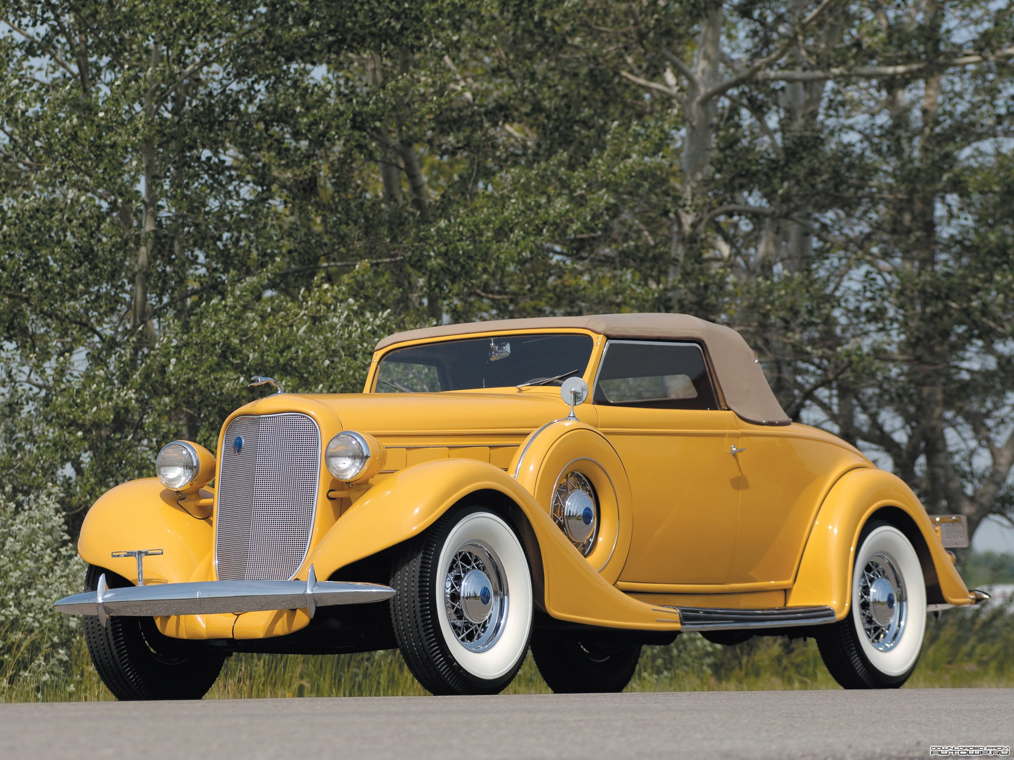 Yellow 1935 Lincoln Convertible HD Wallpaper