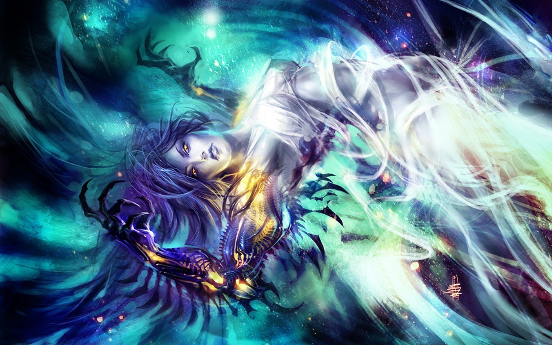 Witchblade character in cosmic background HD Wallpaper