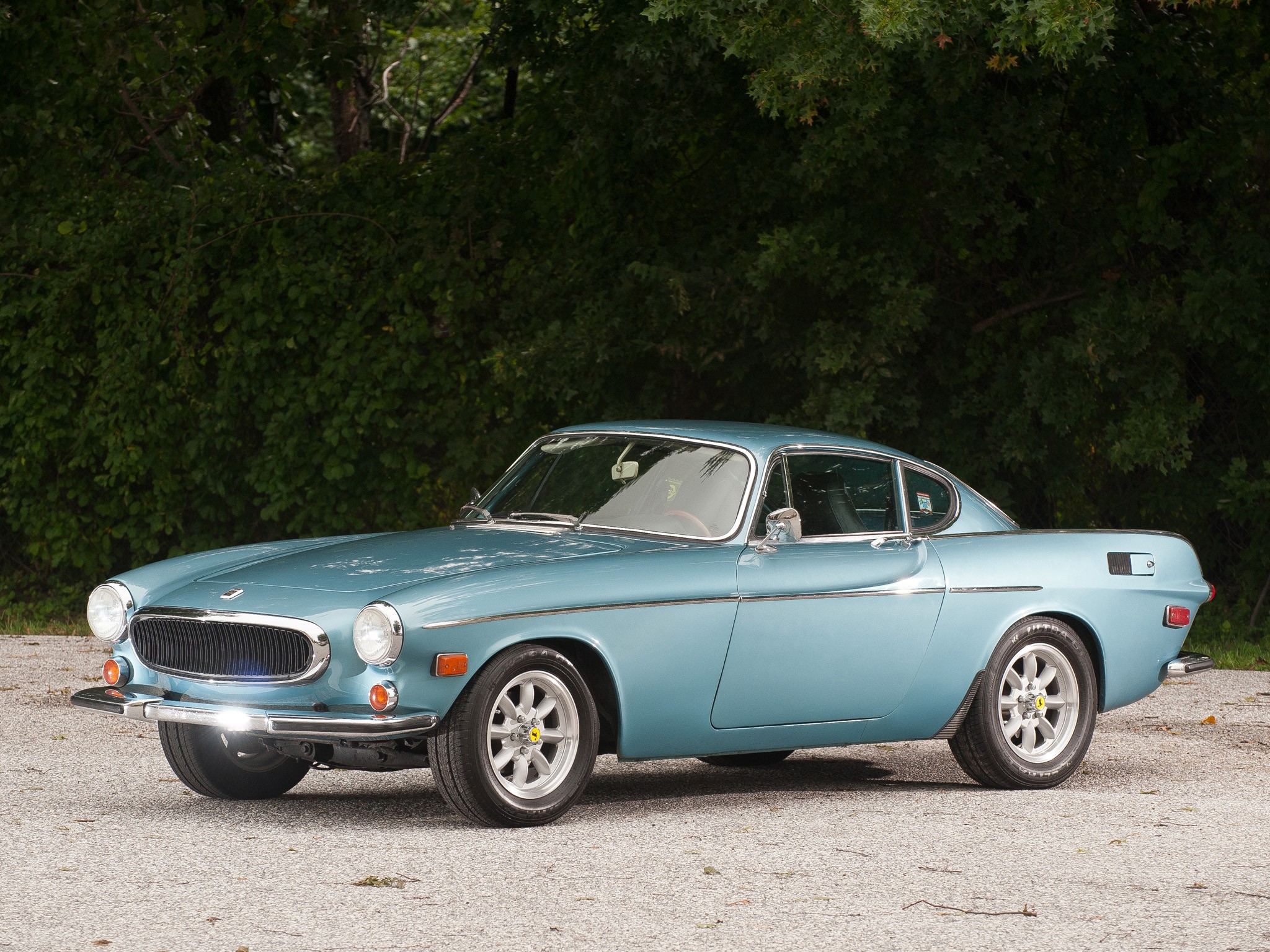 Blue Volvo P1800 Coupe parked outdoors HD Wallpaper