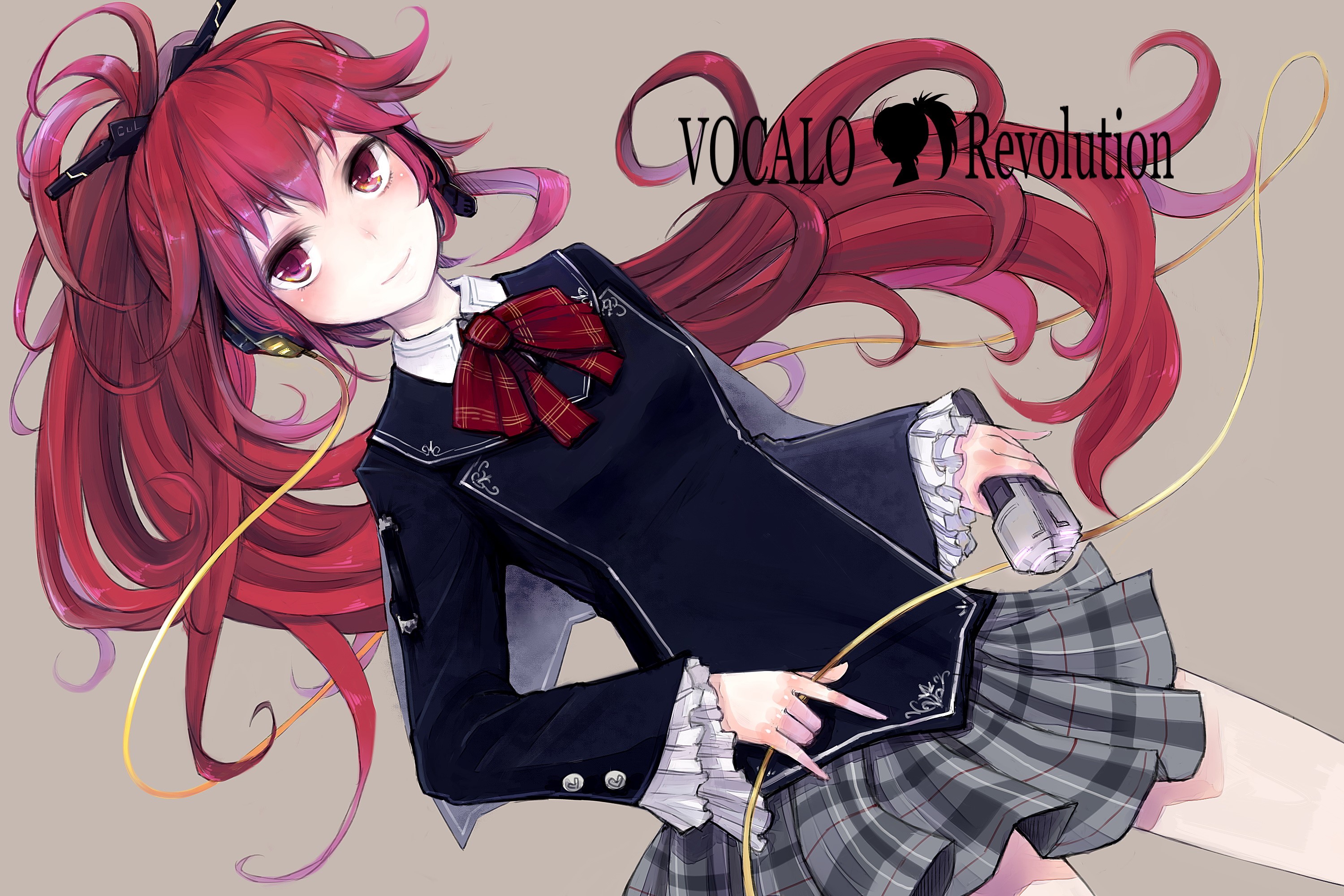 Girl with red hair and headphones holding a microphone HD Wallpaper