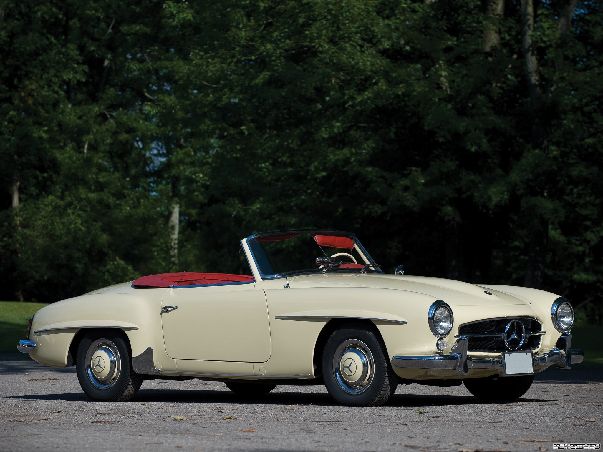 Cream Mercedes-Benz 190 SL Convertible HD Wallpaper