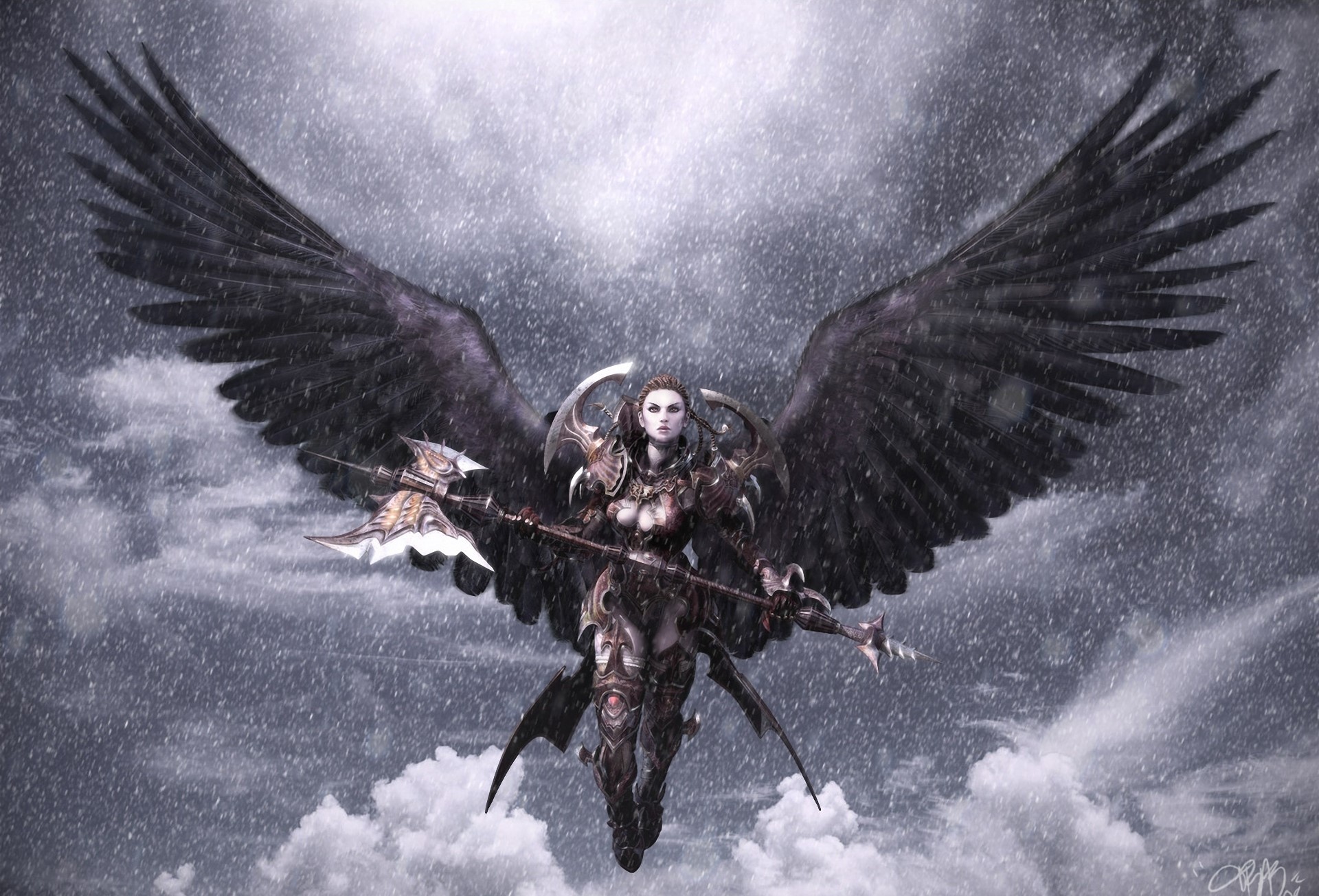 Aion: Tower of Eternity Angel Warrior with Axe HD Wallpaper