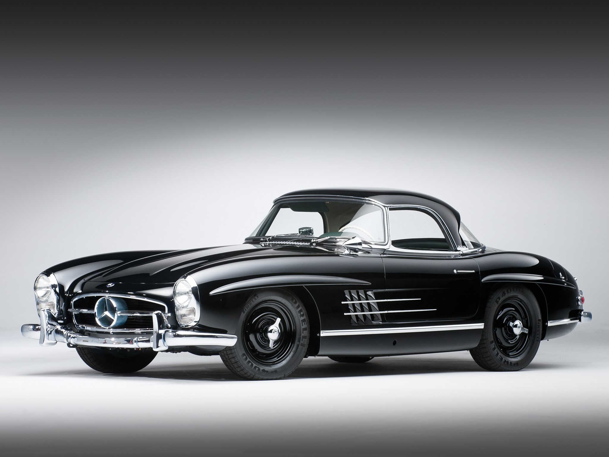 Black Mercedes-Benz 300 SL Gullwing Coupe HD Wallpaper