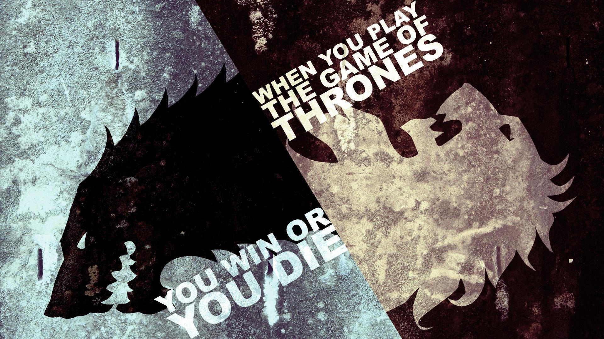 Game of Thrones Stark and Lannister sigils with quote HD Wallpaper