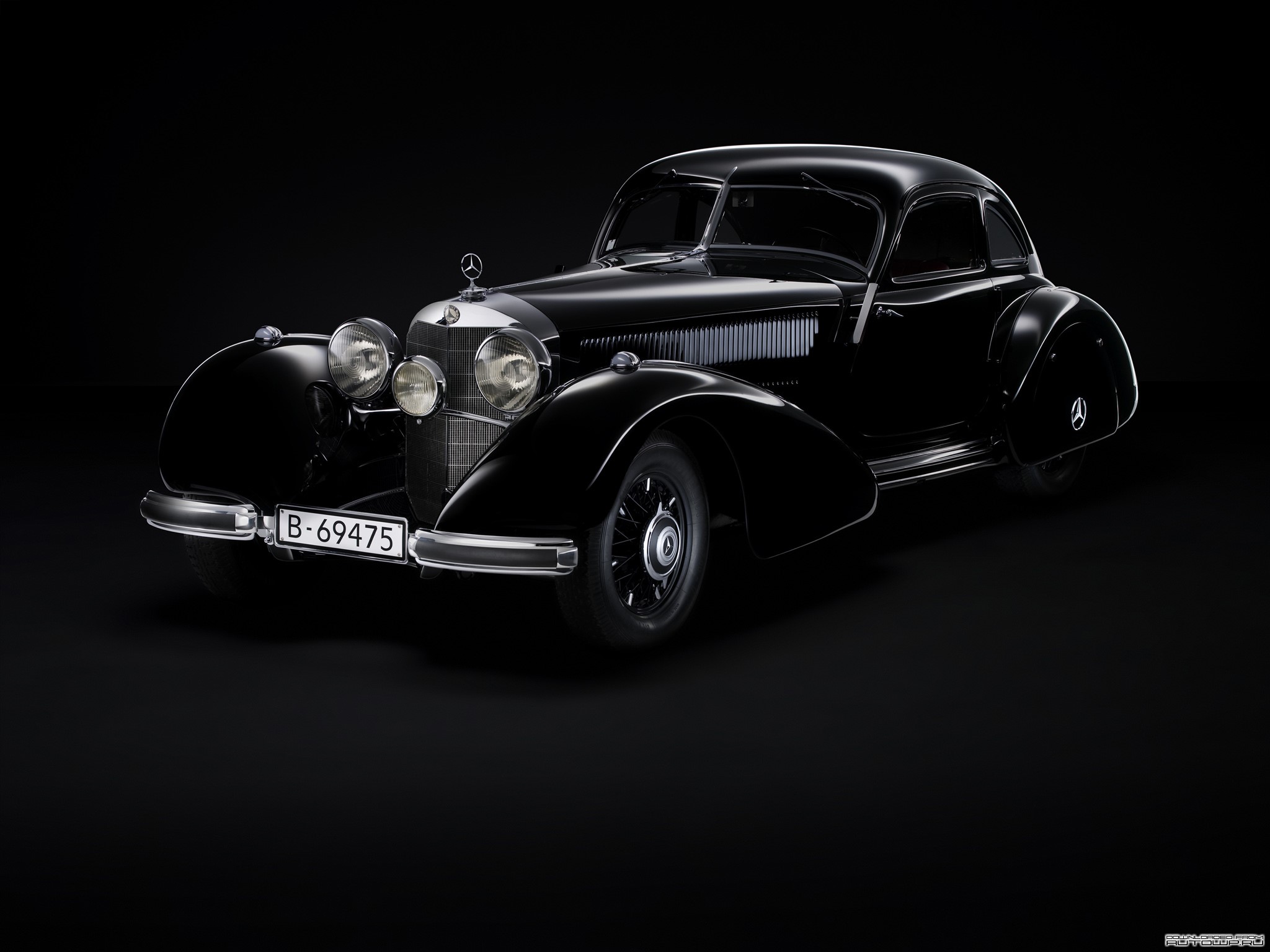 Black 1936 Mercedes-Benz 540K Coupe HD Wallpaper