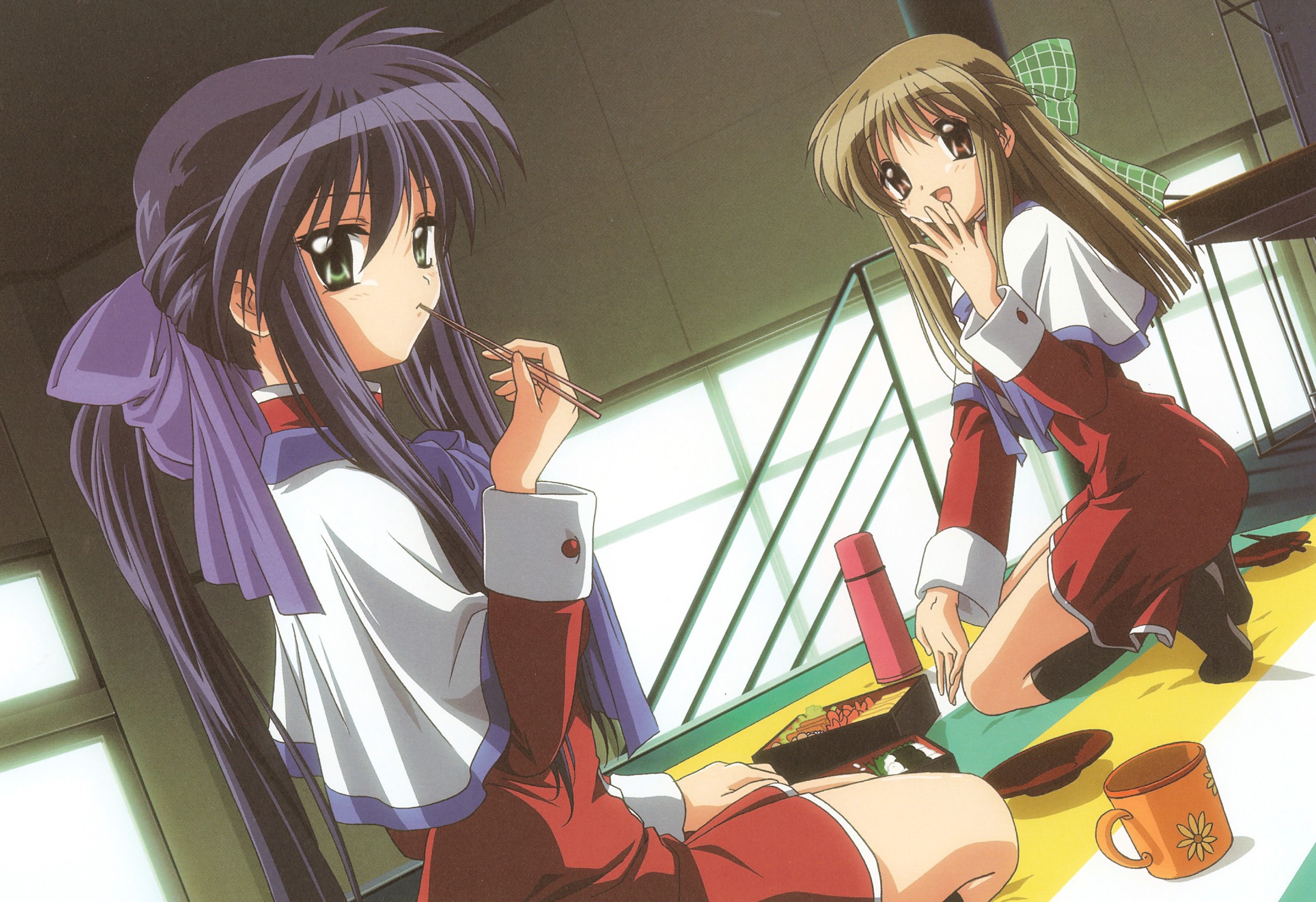 Two girls eating lunch from Kanon HD Wallpaper