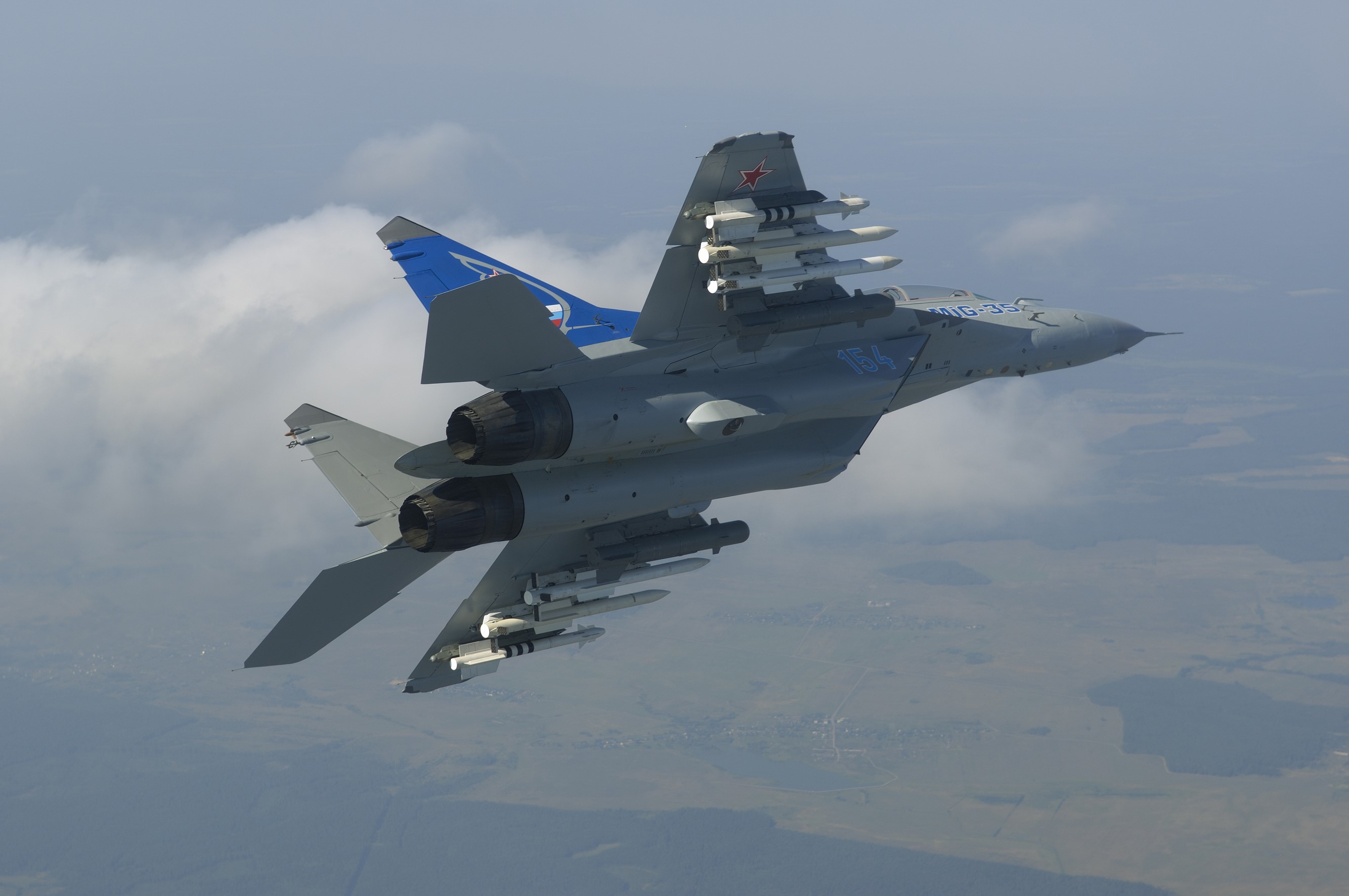 Mikoyan MiG-35 fighter jet in flight HD Wallpaper