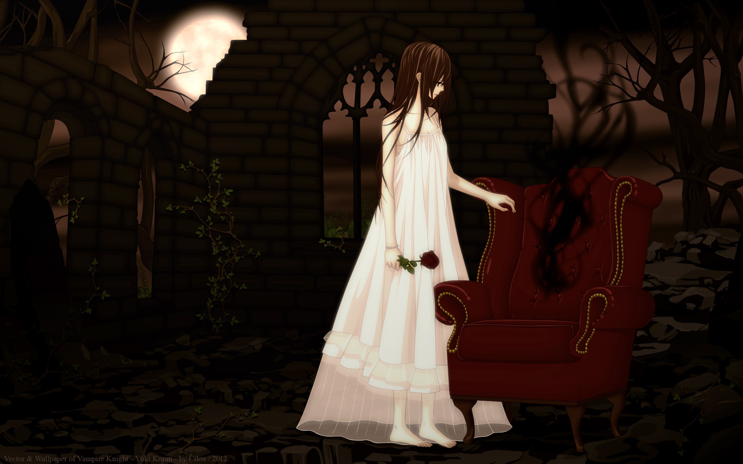Yuki Cross from Vampire Knight holding a rose HD Wallpaper