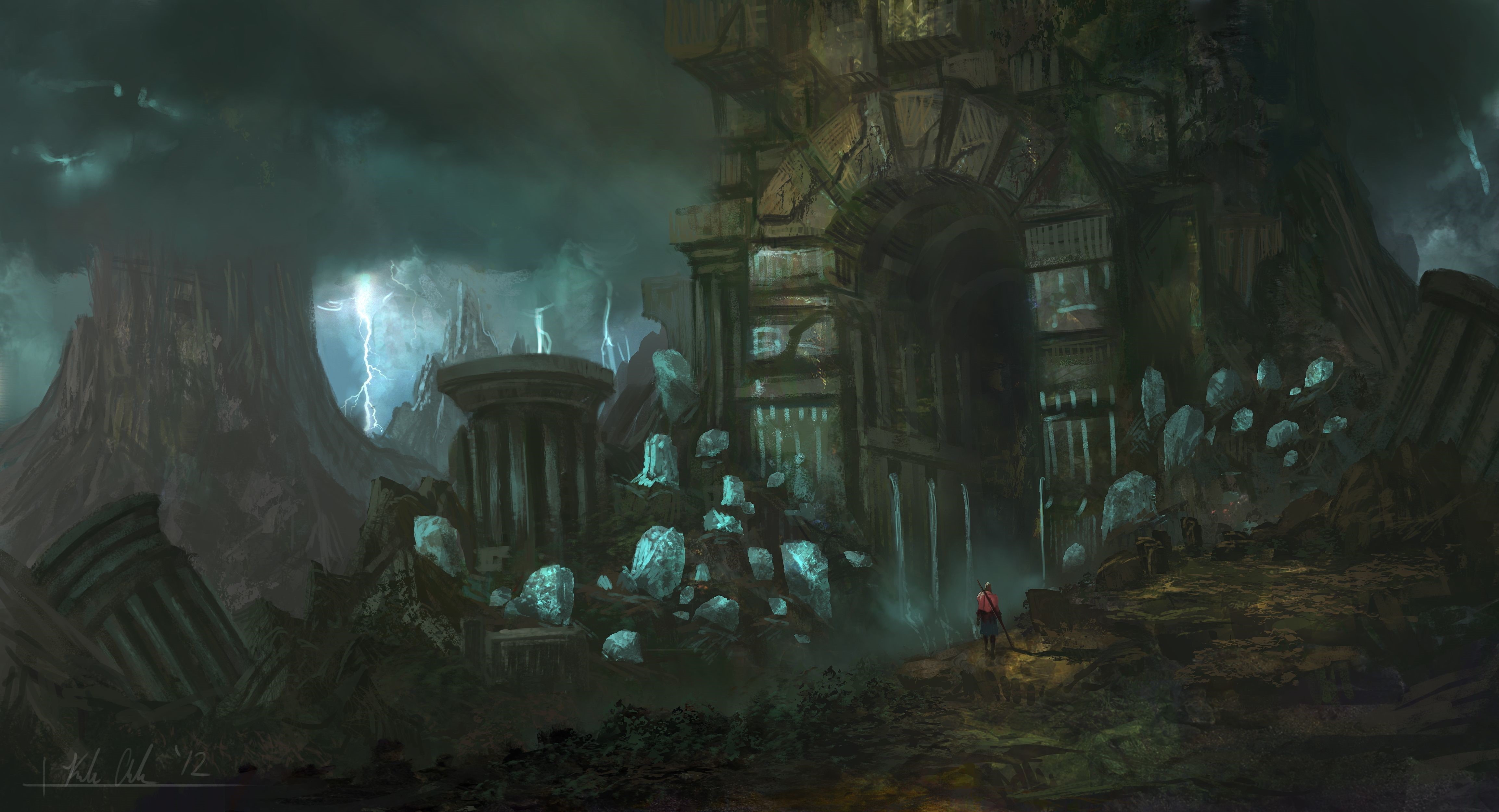 4K Fantastic World Ruins HD Wallpaper