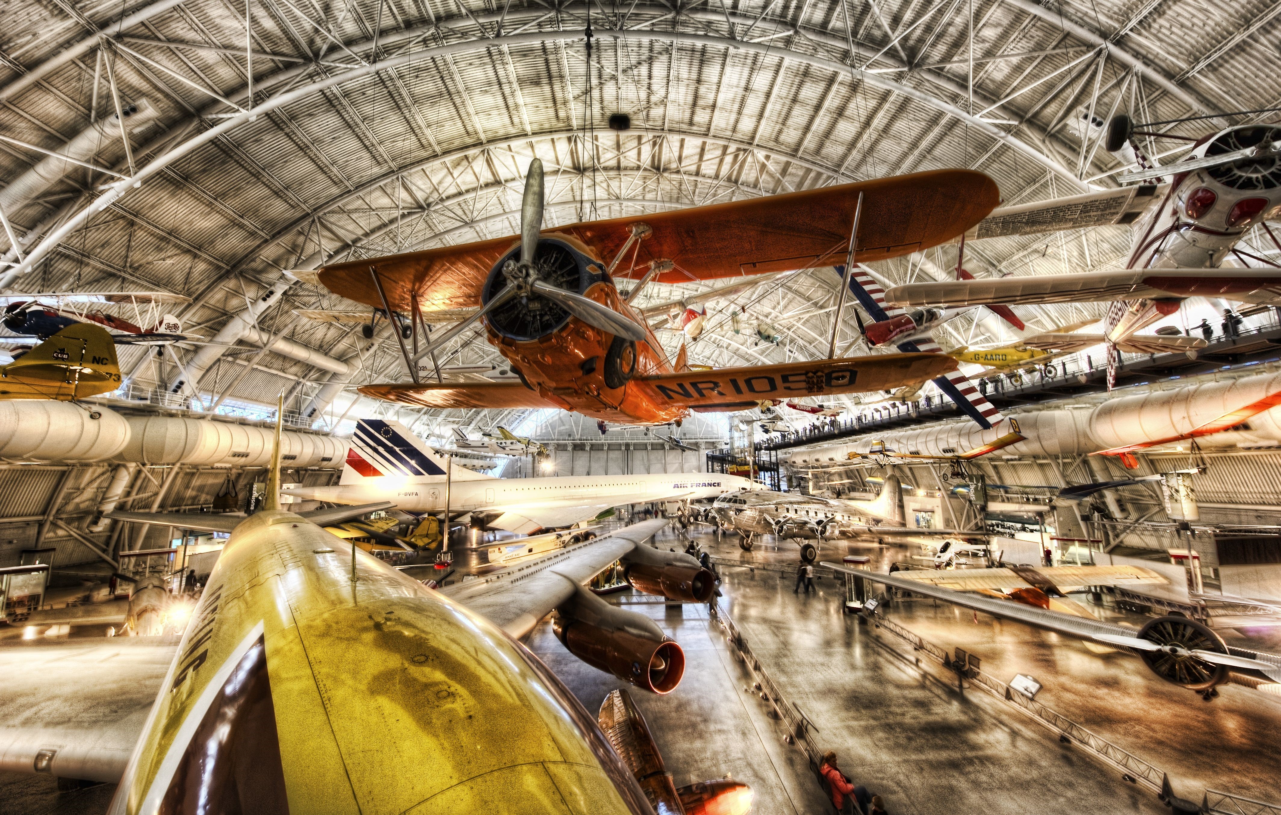 4K Airplane Museum with Vintage Aircraft HD Wallpaper