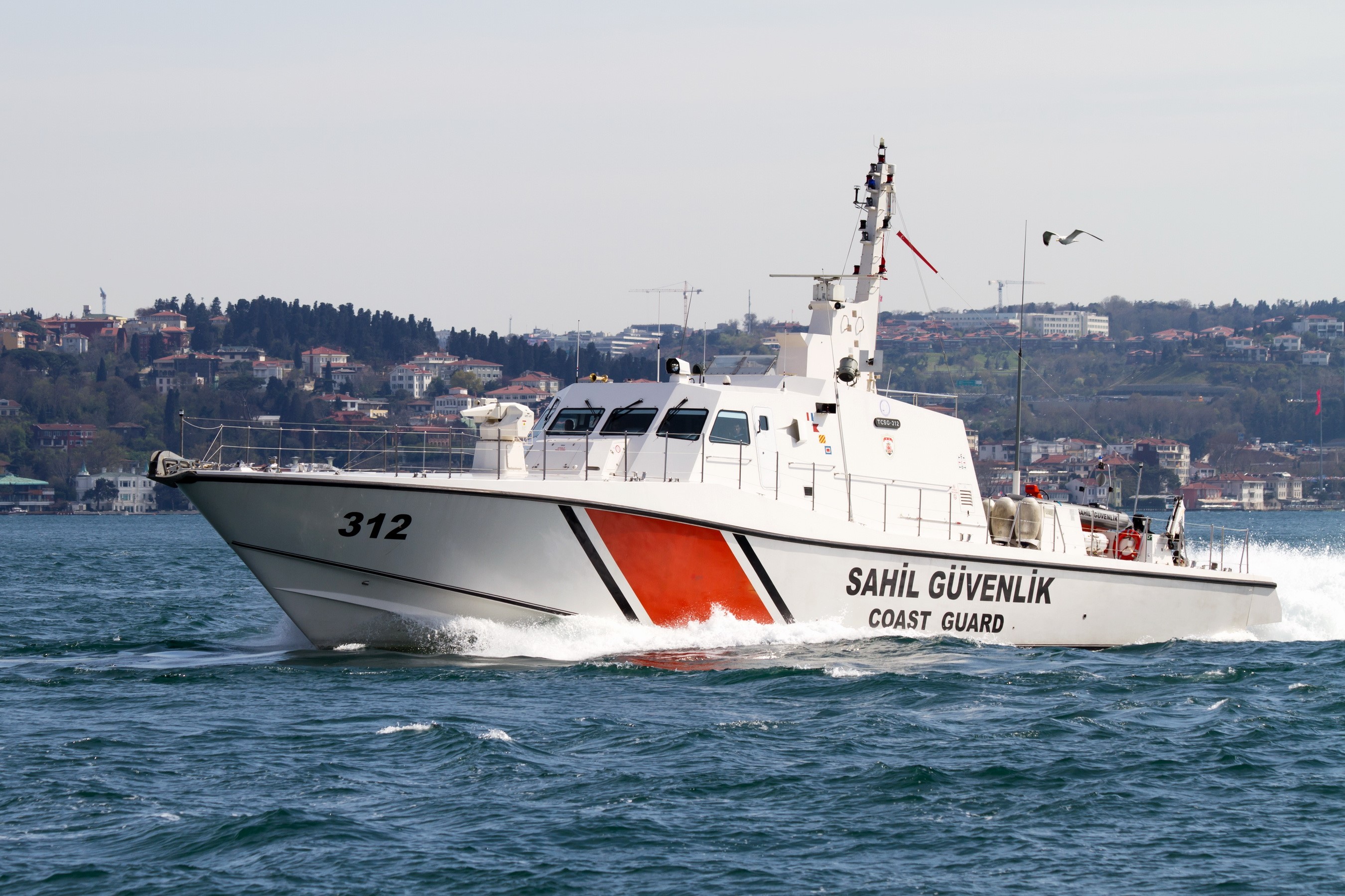 Turkish Coast Guard boat 312 sailing on water HD Wallpaper