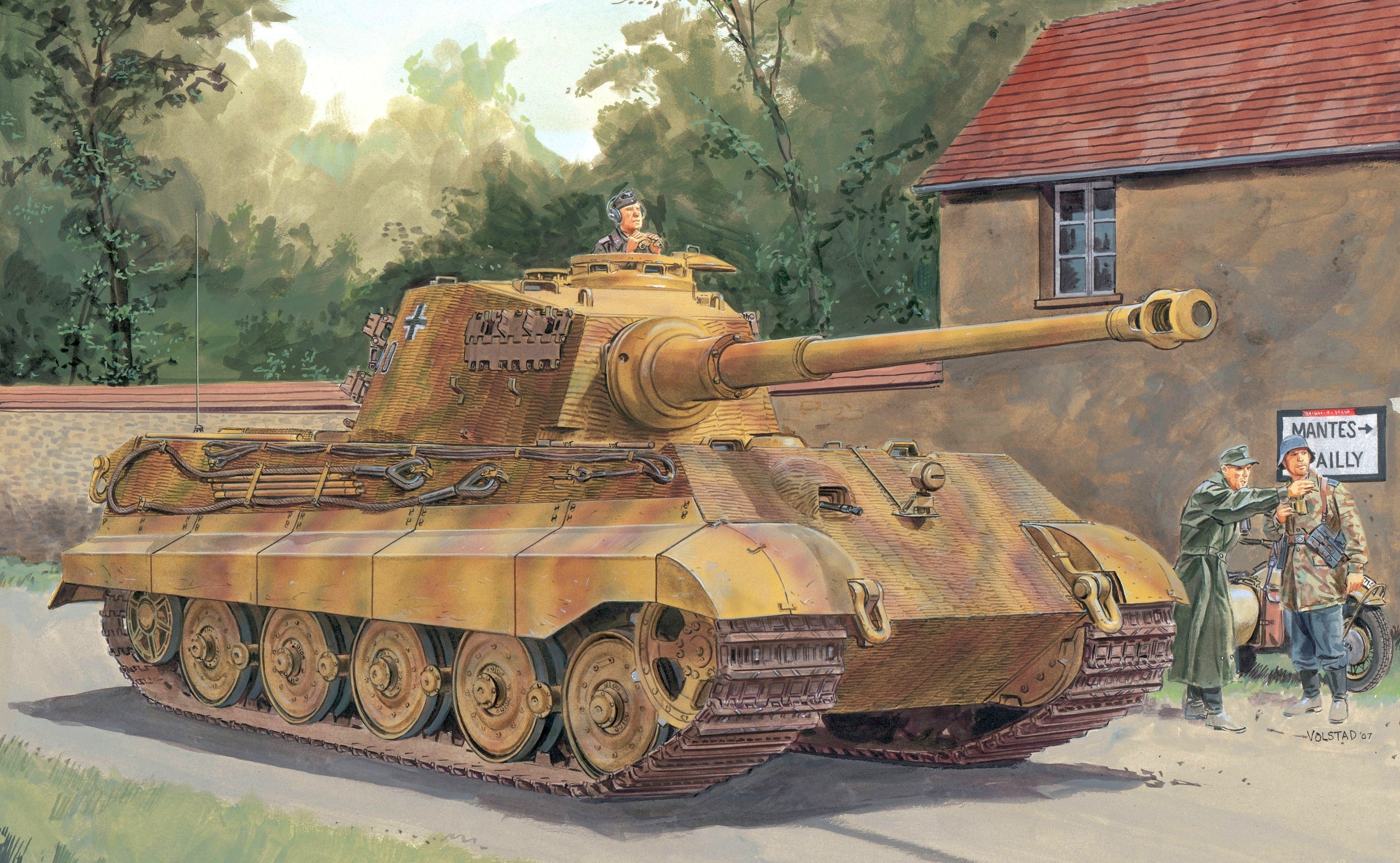 German King Tiger Tank with Soldiers HD Wallpaper