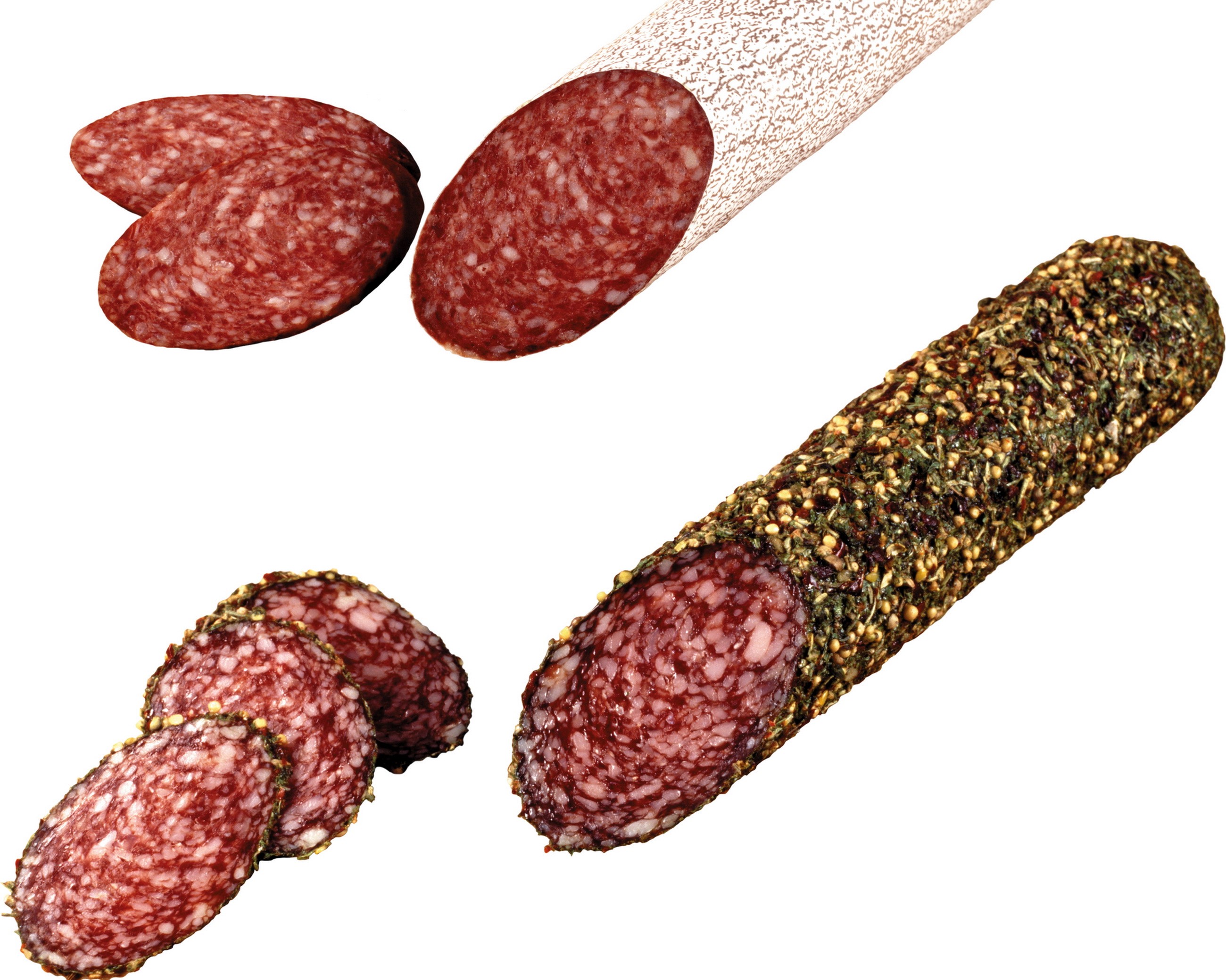 Salami slices and whole salami HD Wallpaper
