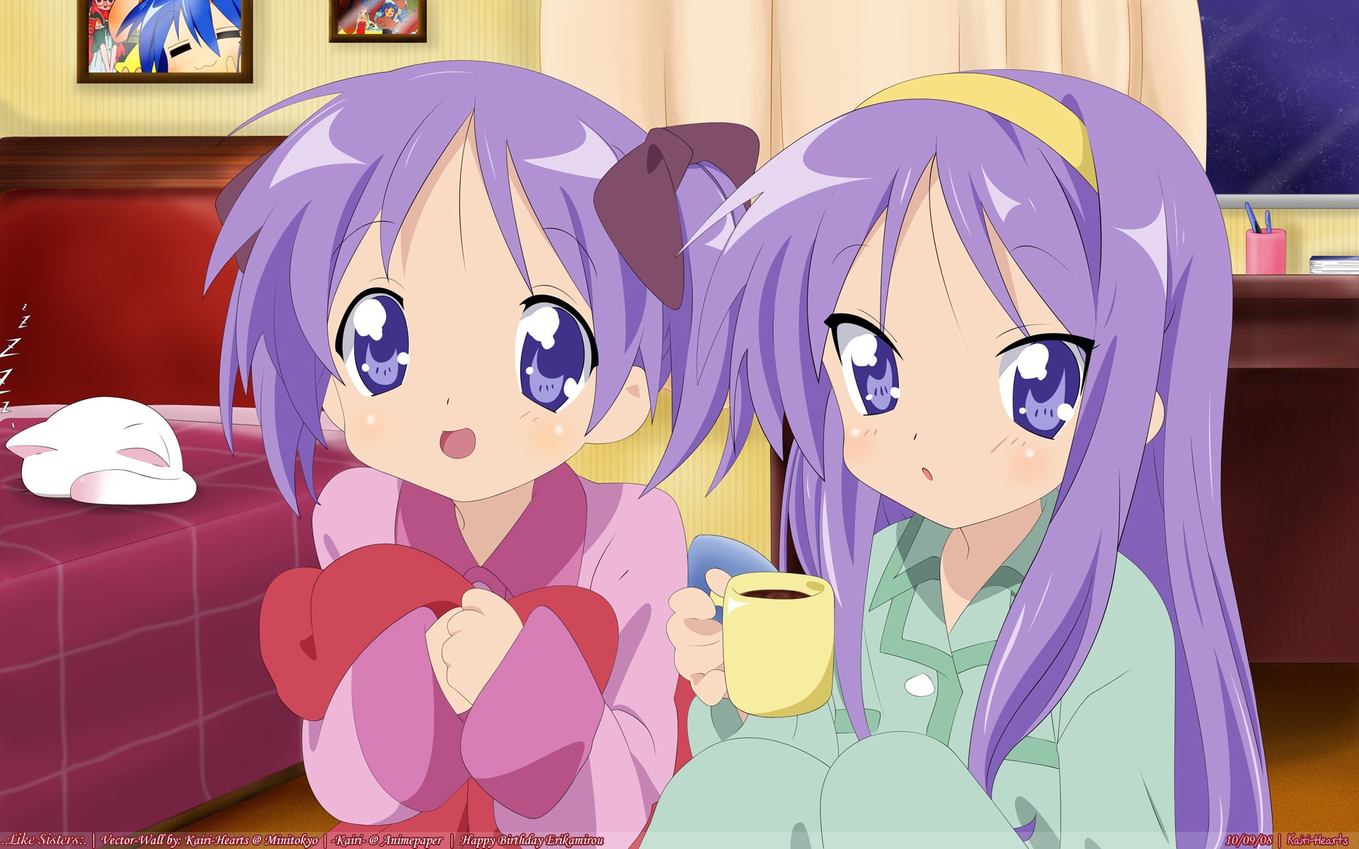 Konata Izumi and Kagami Hiiragi from Lucky Star HD Wallpaper