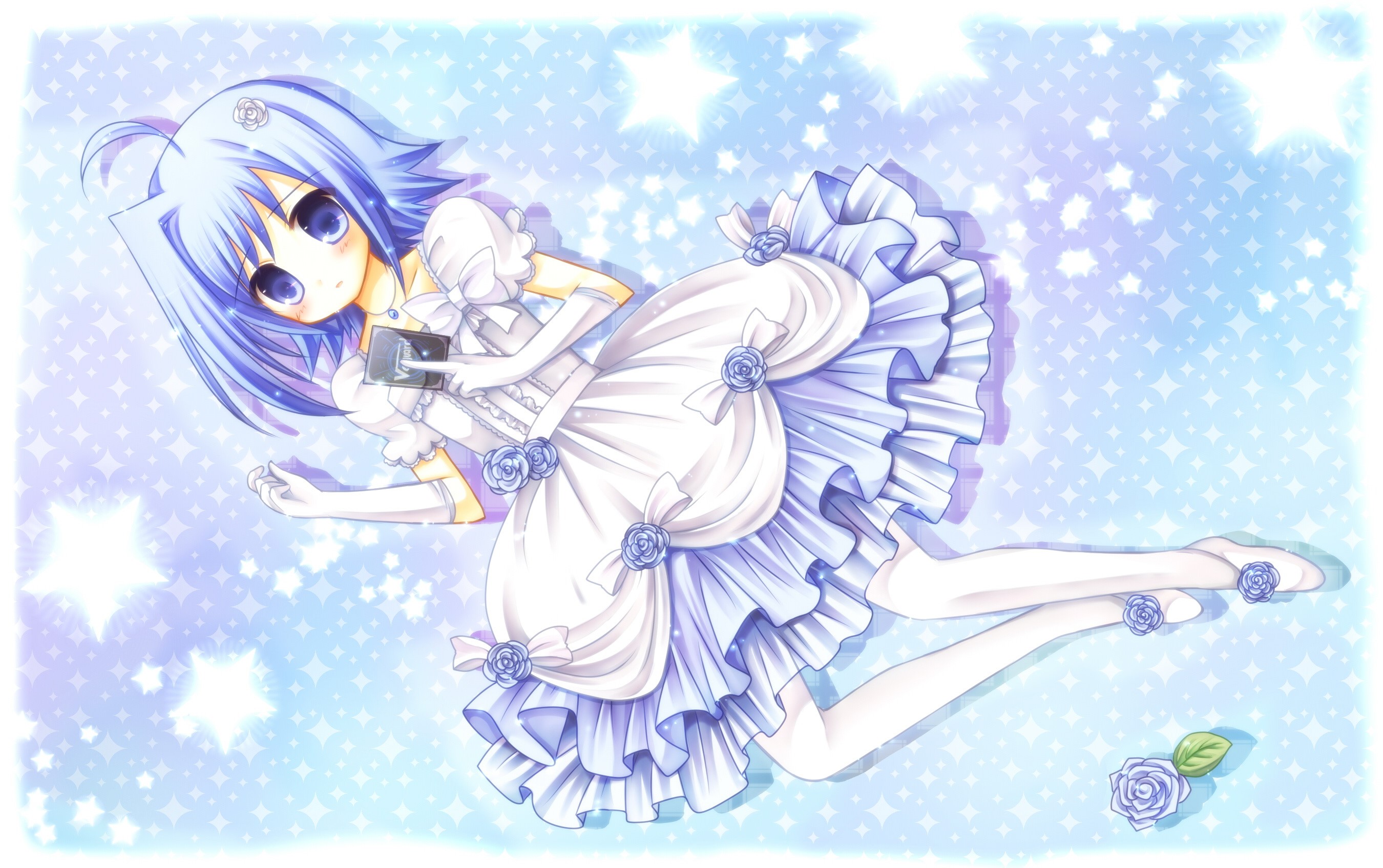 Girl with blue hair holding a card from Cardfight!! Vanguard HD Wallpaper
