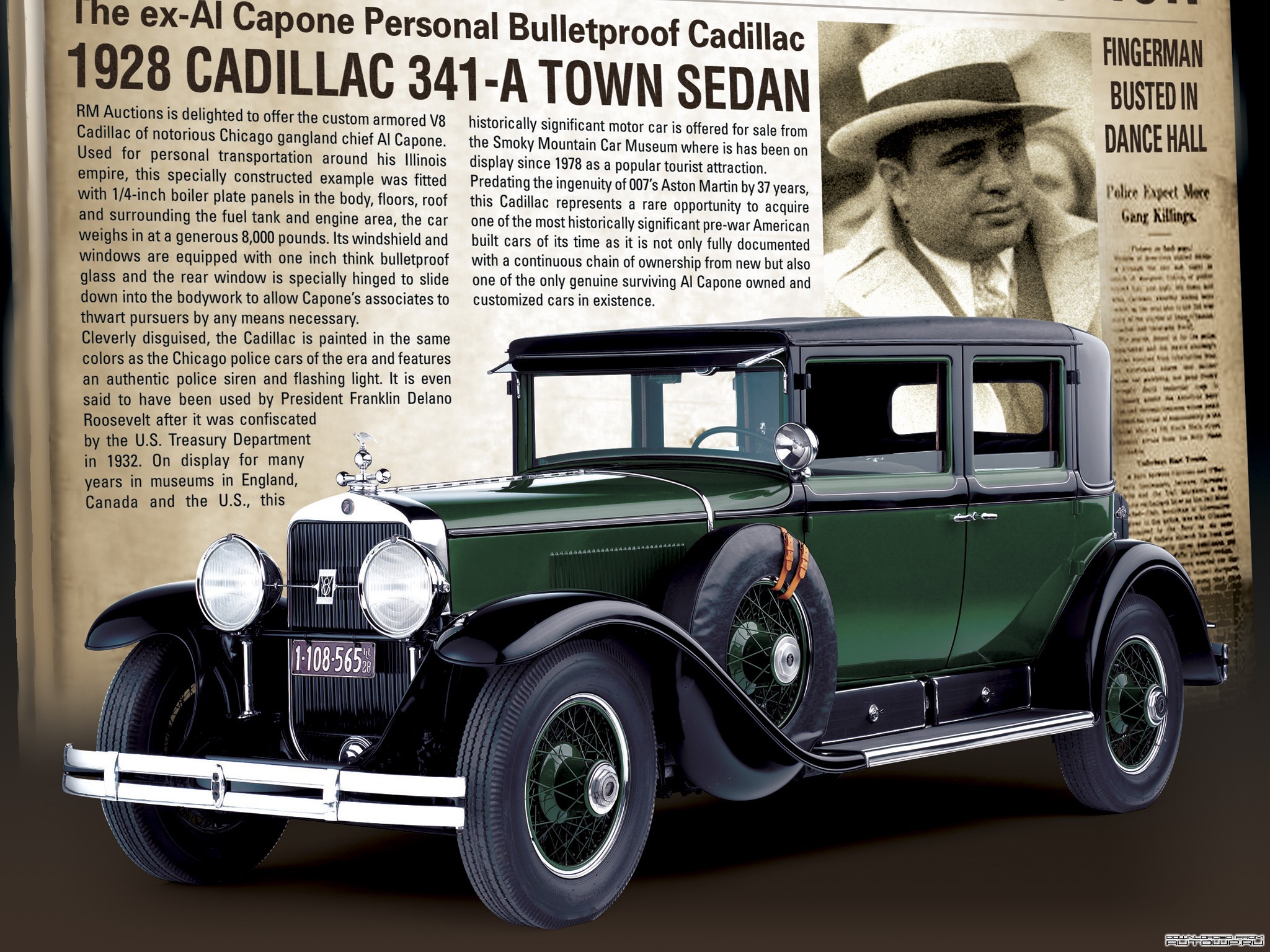 1928 Cadillac 341-A Town Sedan, Al Capone's Armored Car HD Wallpaper