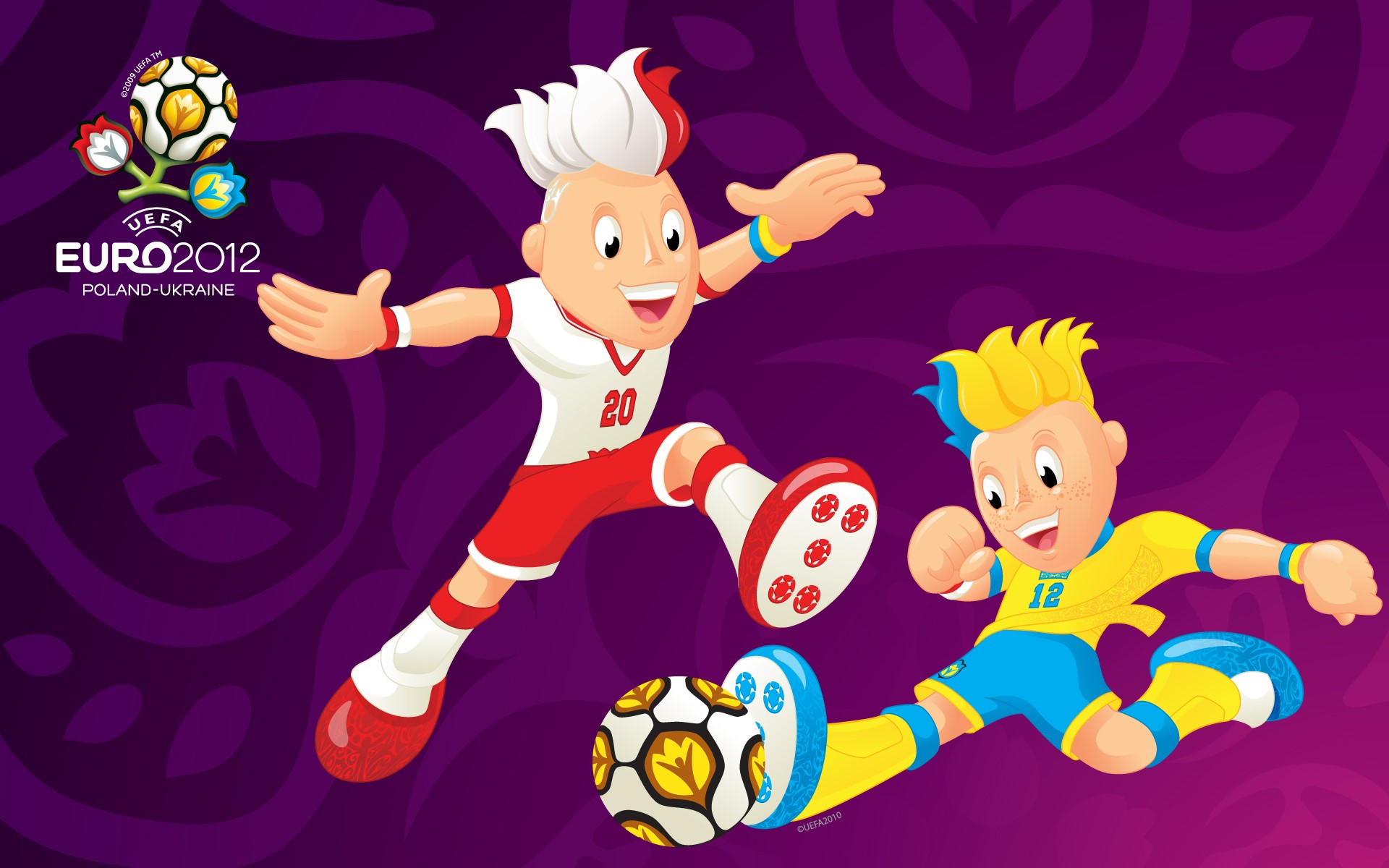 UEFA Euro 2012 mascots playing football HD Wallpaper