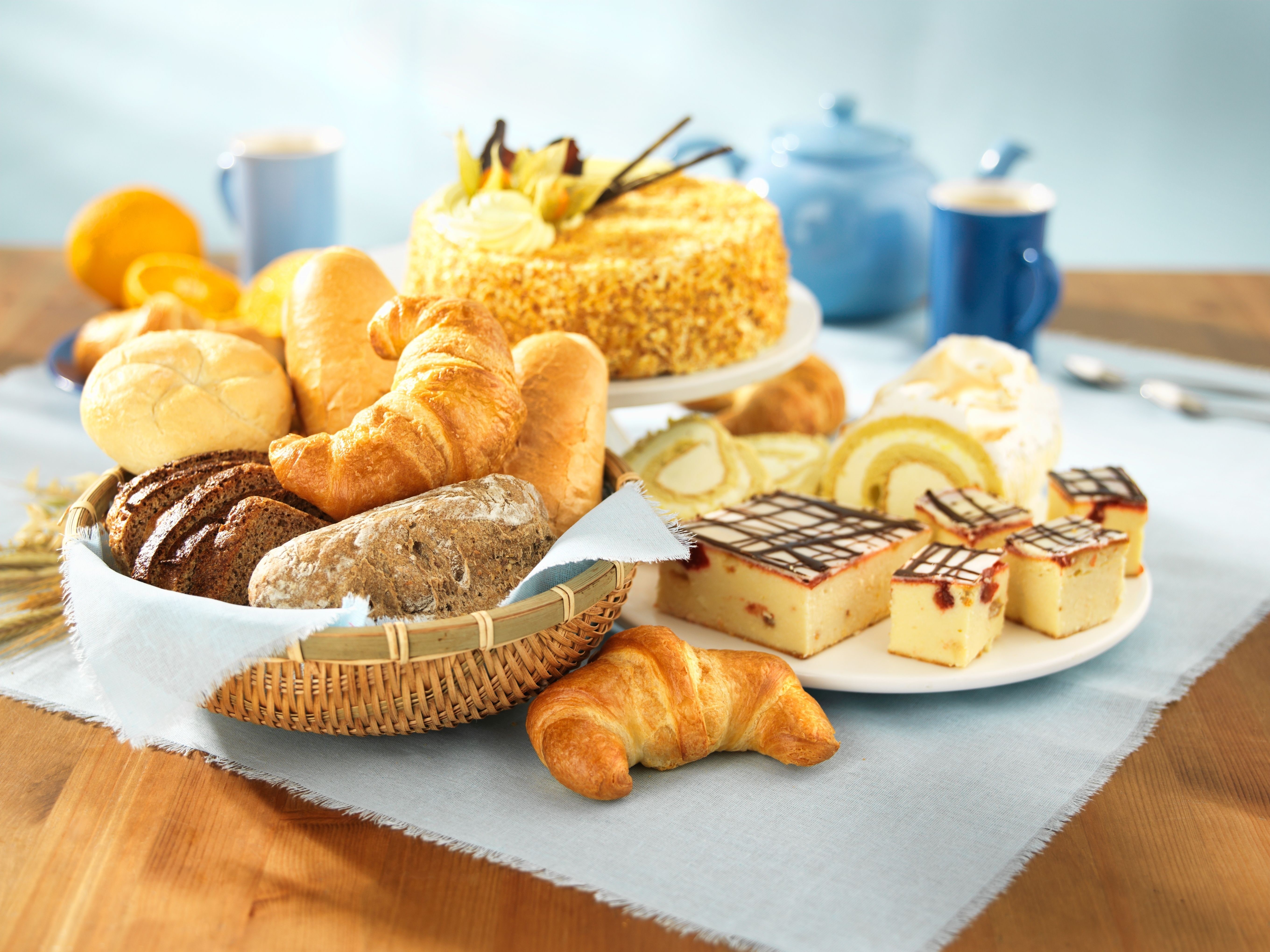 Assortment of Pastries and Bread HD Wallpaper