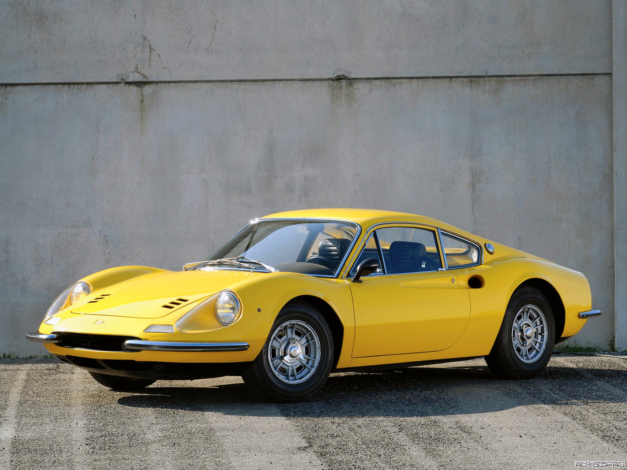 Yellow Ferrari Dino 246 GT HD Wallpaper