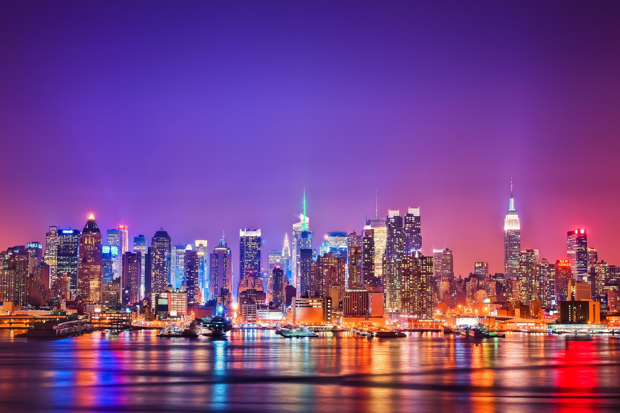 New York City Skyline at Night HD Wallpaper