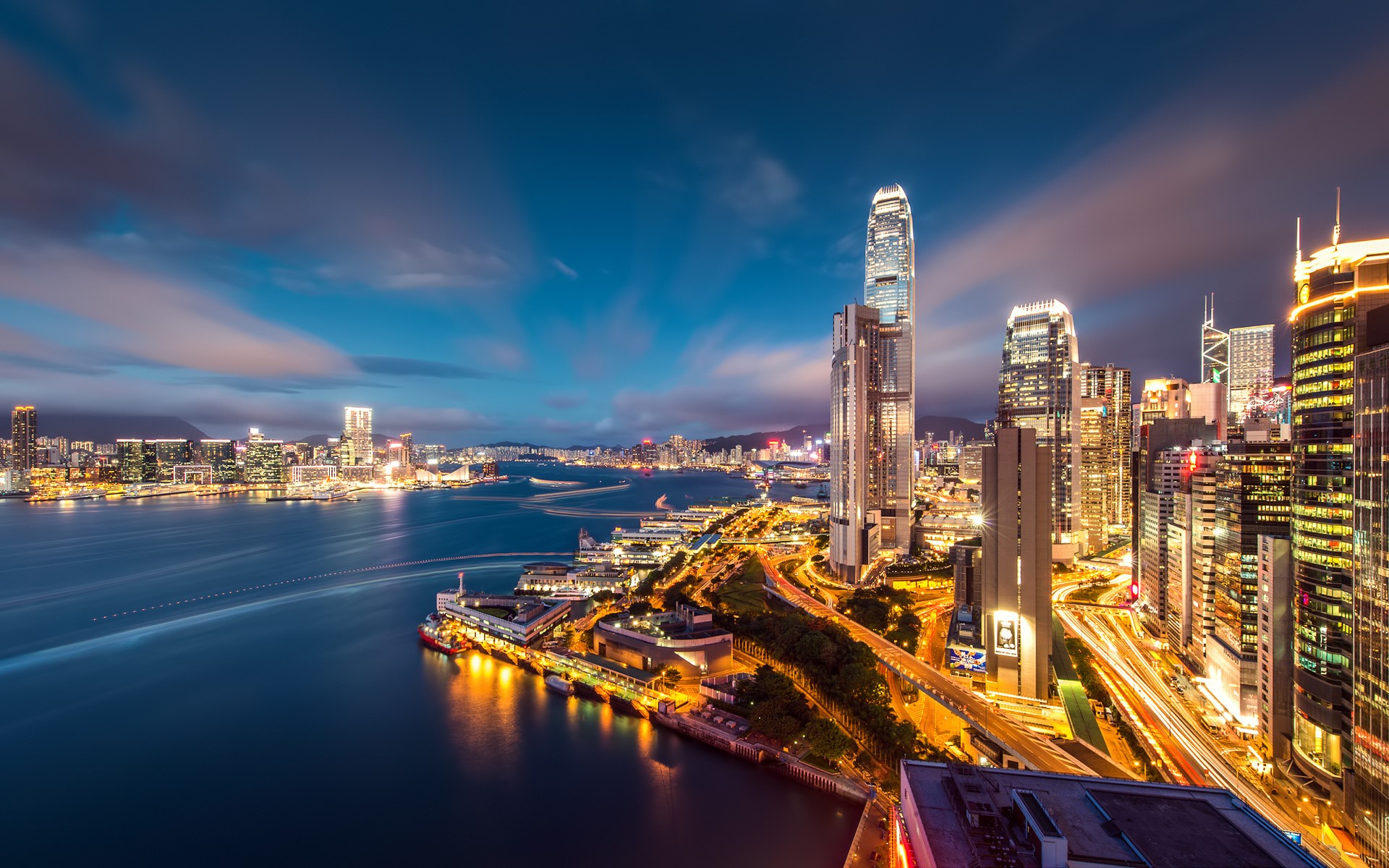 Hong Kong Skyline at Night HD Wallpaper