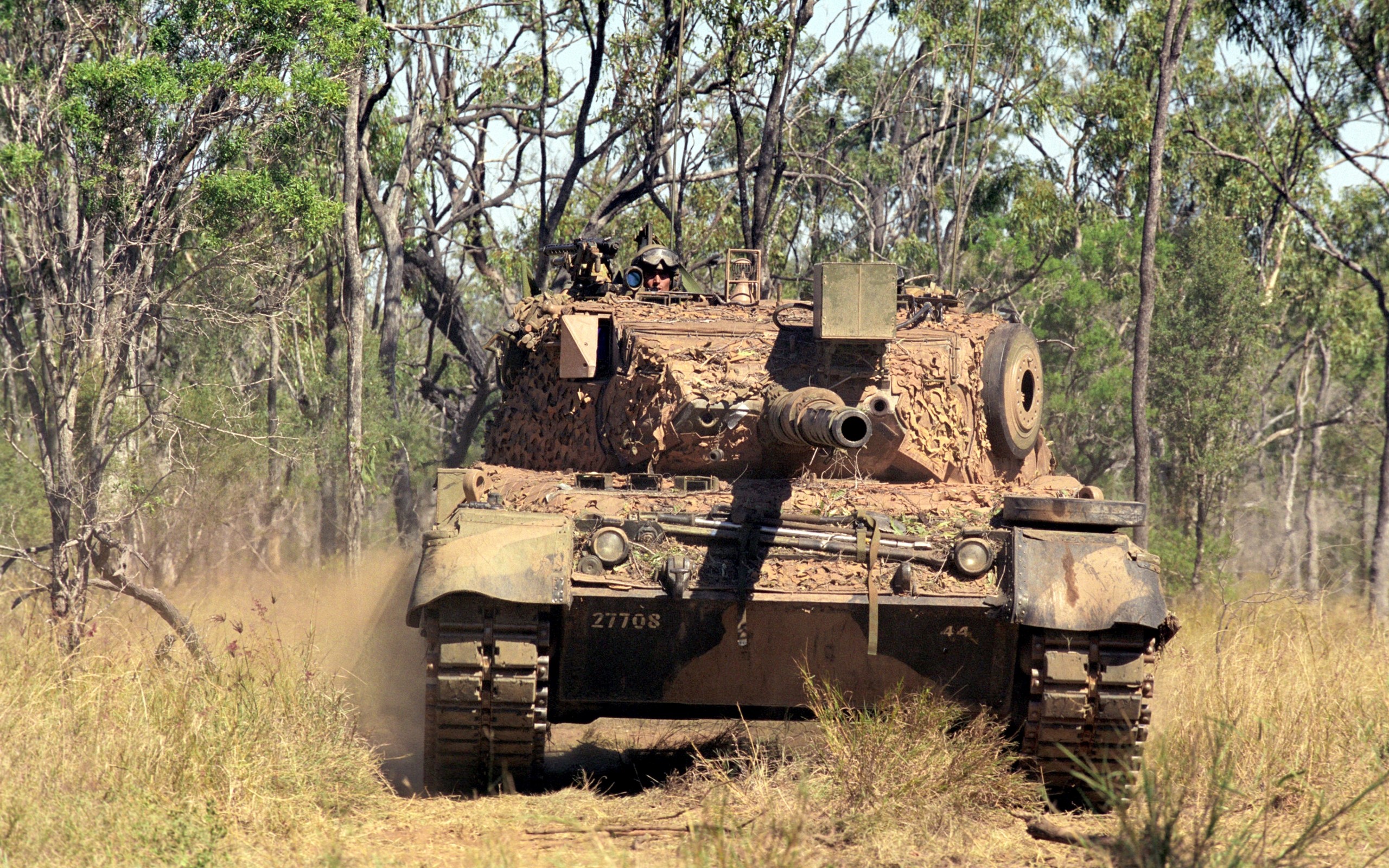 Australian Army tank in a forest HD Wallpaper
