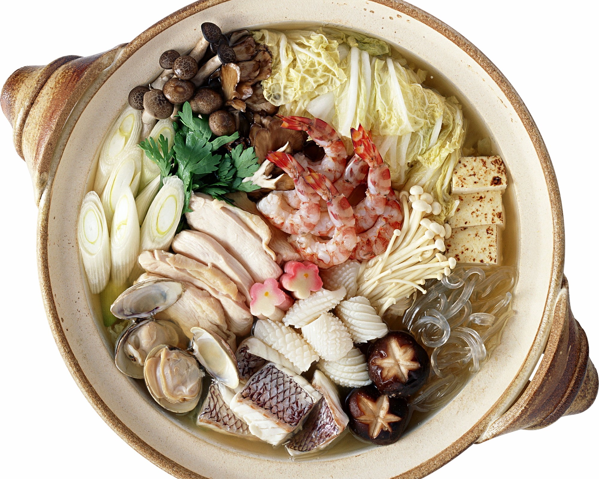 Japanese Hot Pot with Seafood and Vegetables HD Wallpaper