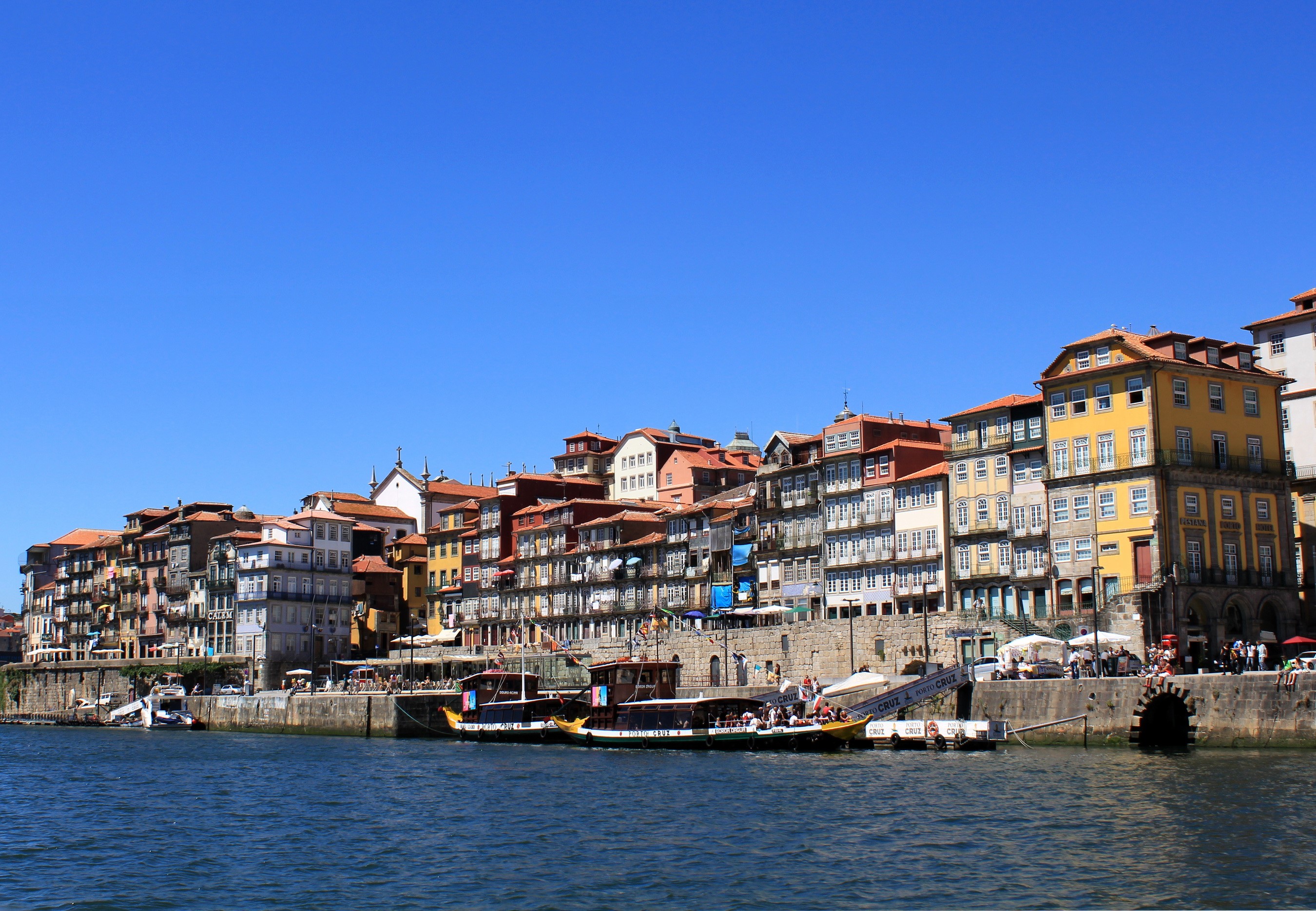 Colorful buildings along the Douro River in Porto, Portugal HD Wallpaper