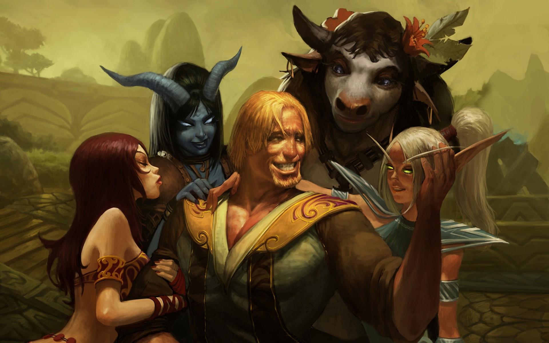 World of WarCraft characters posing together HD Wallpaper