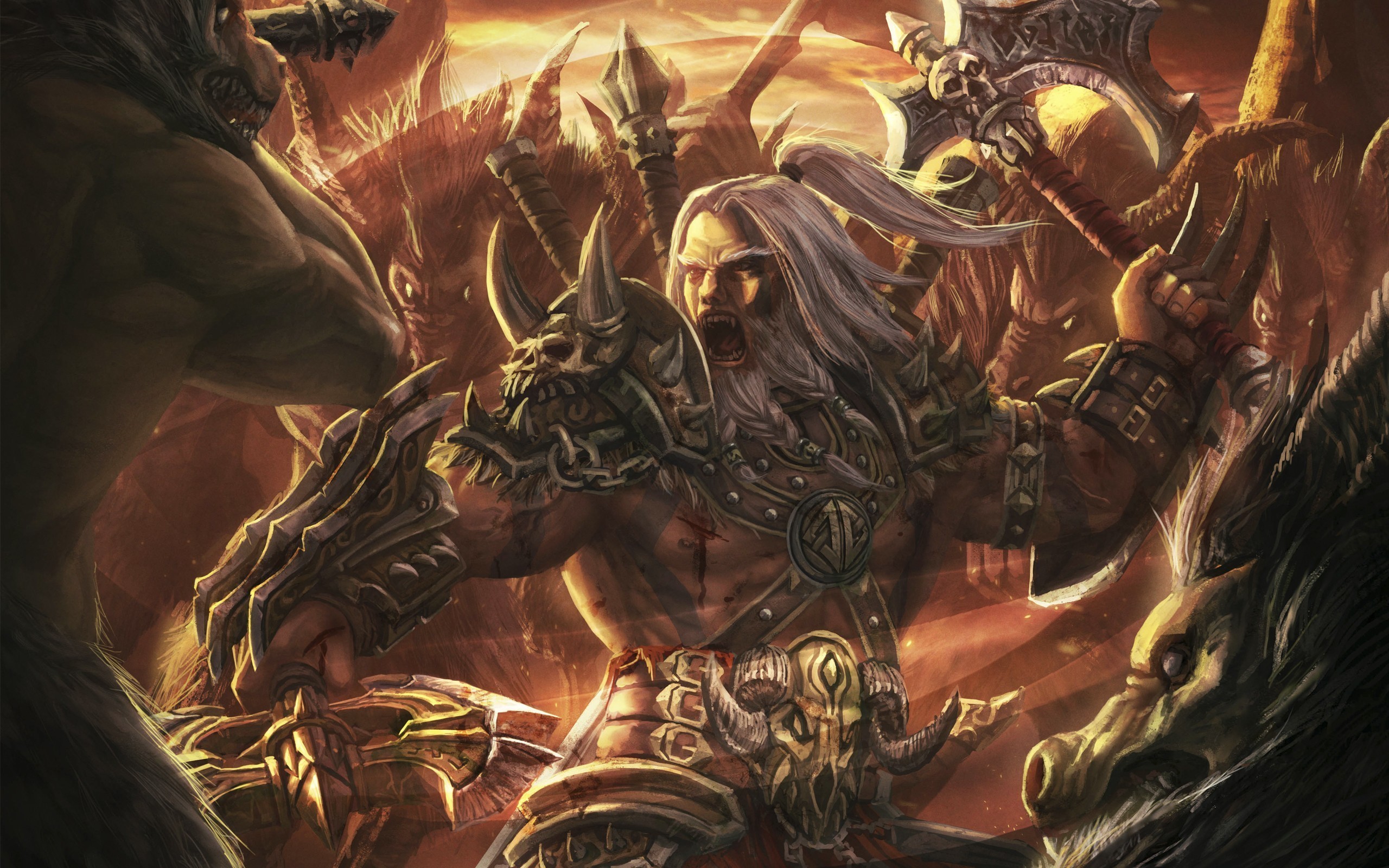 Barbarian fighting monsters in Diablo III HD Wallpaper