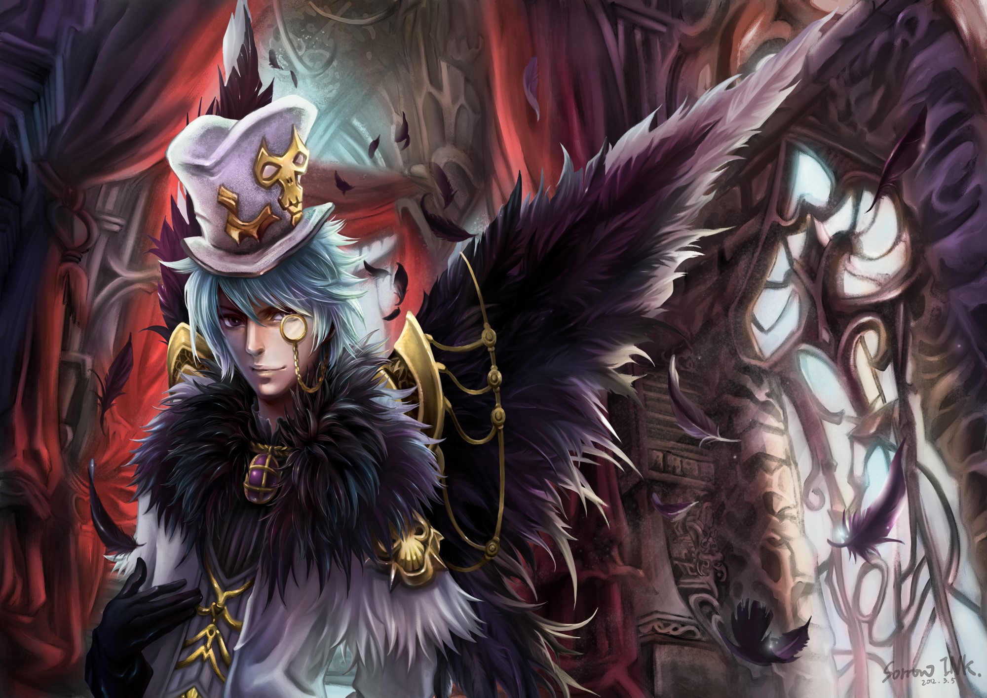 Man with wings and top hat HD Wallpaper
