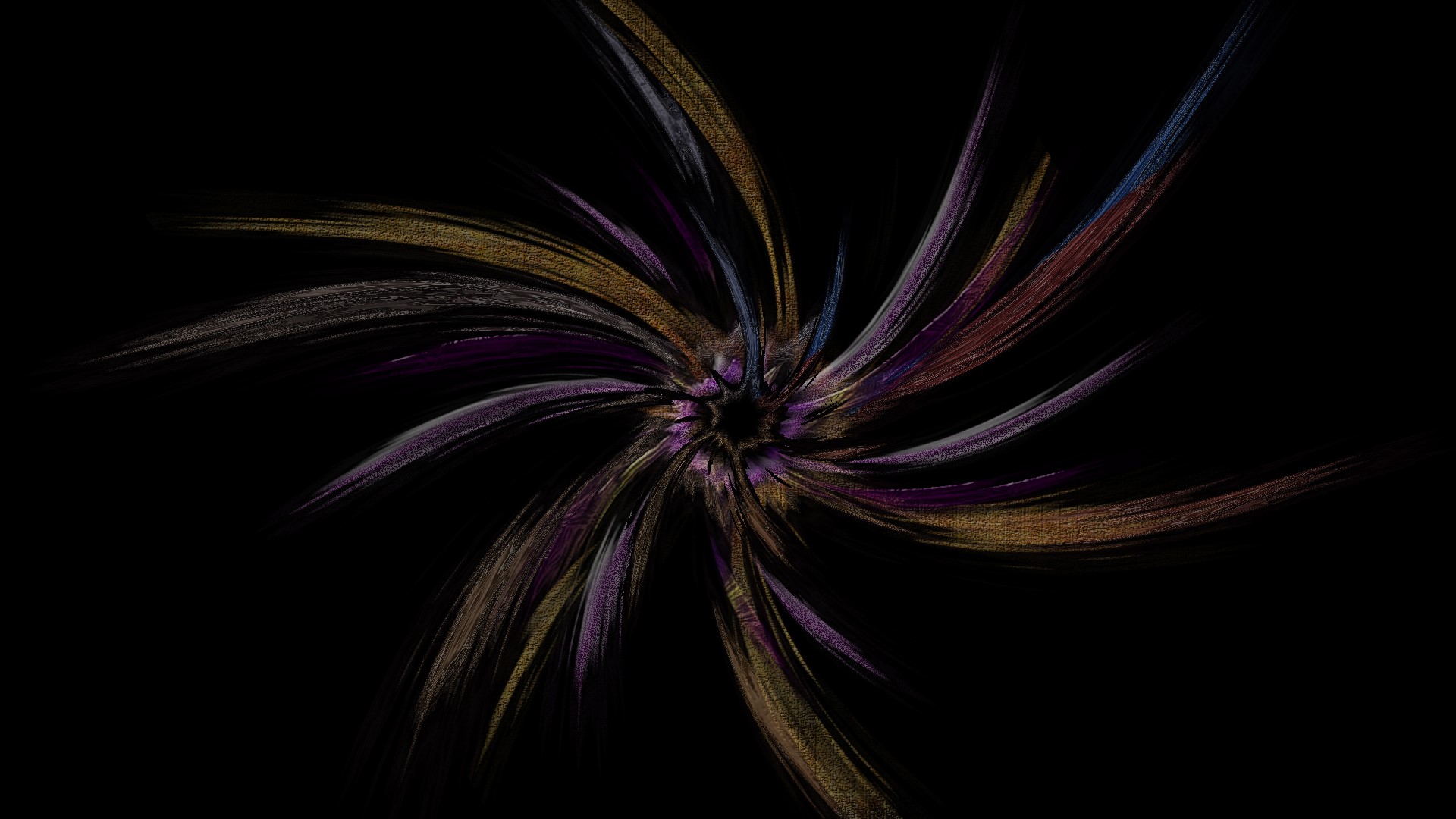 Abstract fractal starburst with purple and gold streaks HD Wallpaper