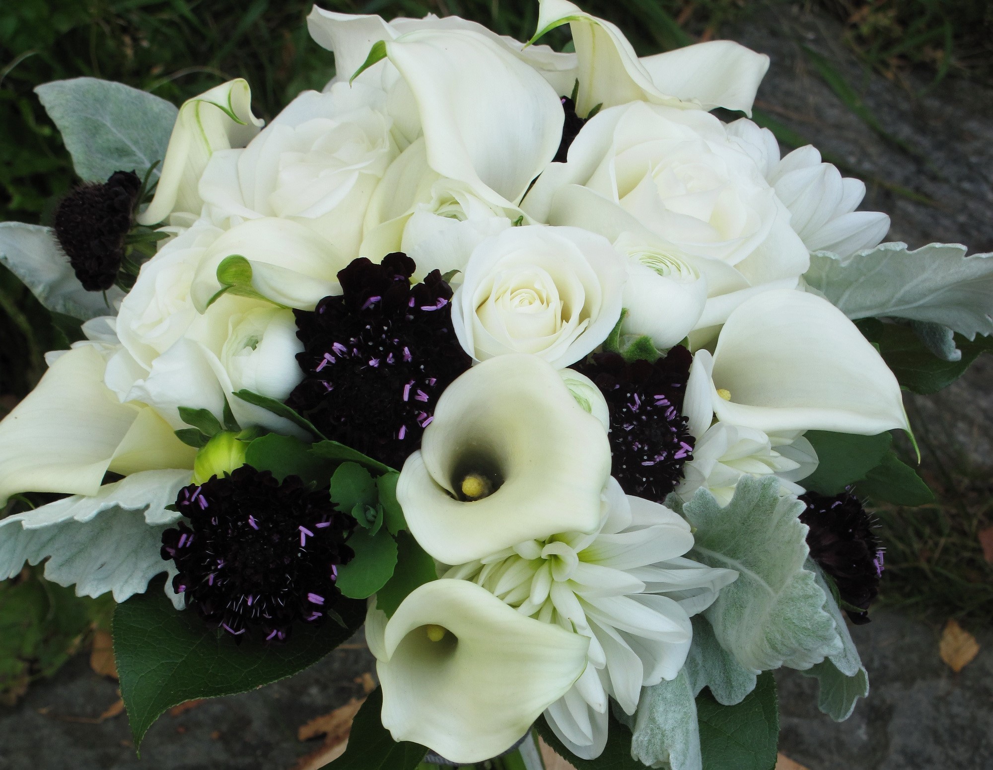 White and black floral bouquet HD Wallpaper