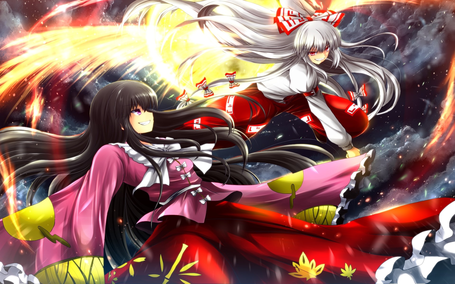 Two women fighting with magical energy HD Wallpaper