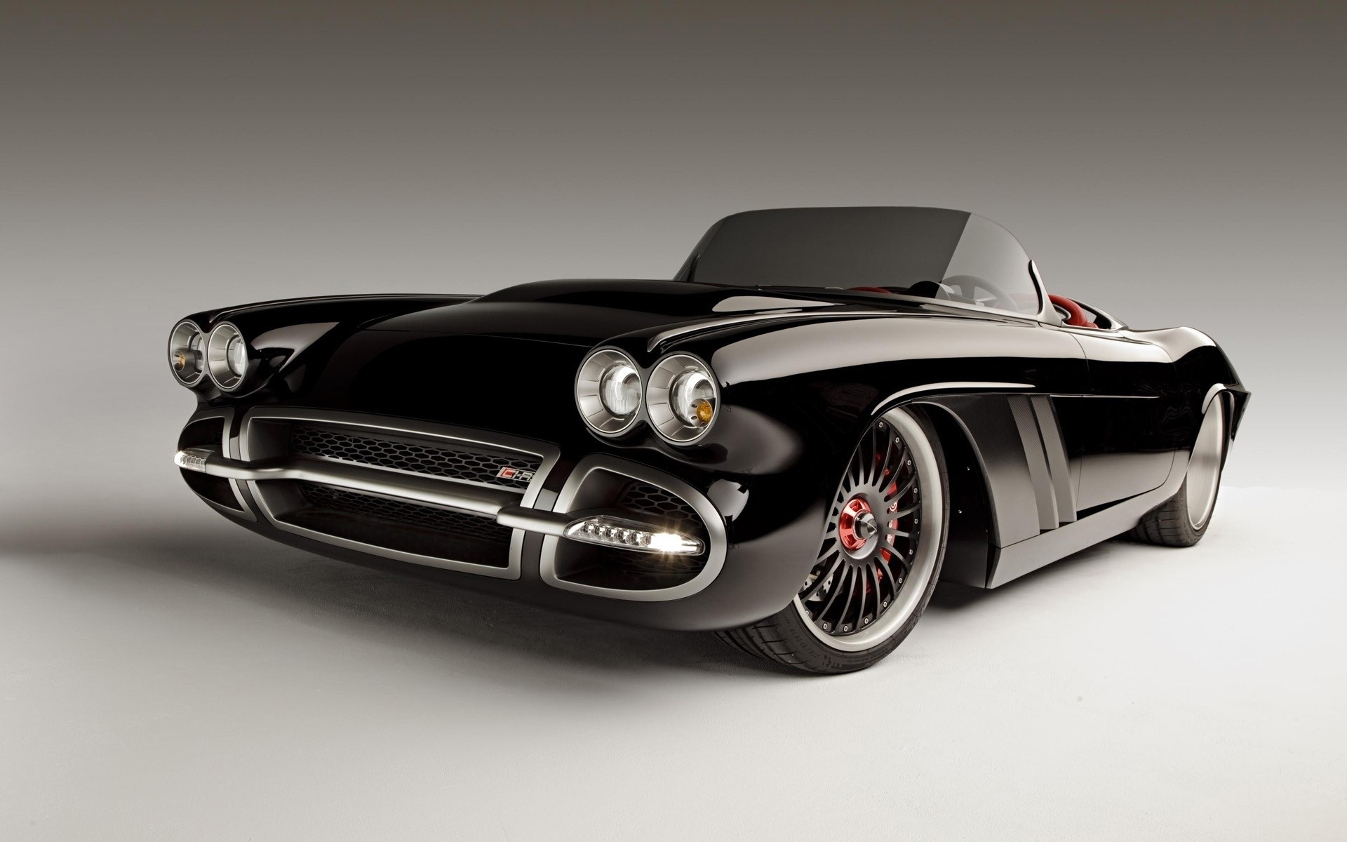 Black 1950s style custom Corvette HD Wallpaper