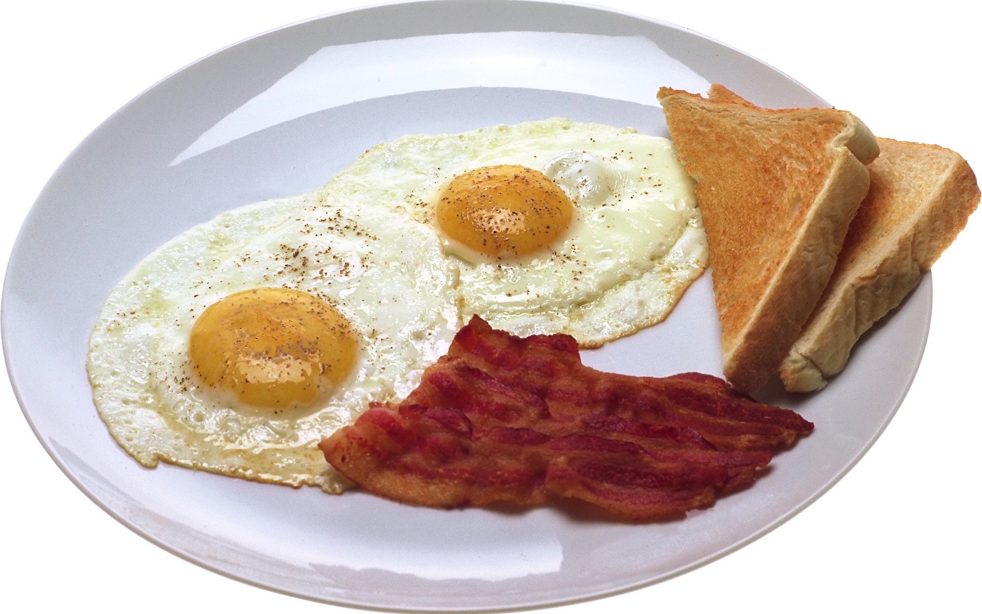 Fried eggs with bacon and toast HD Wallpaper