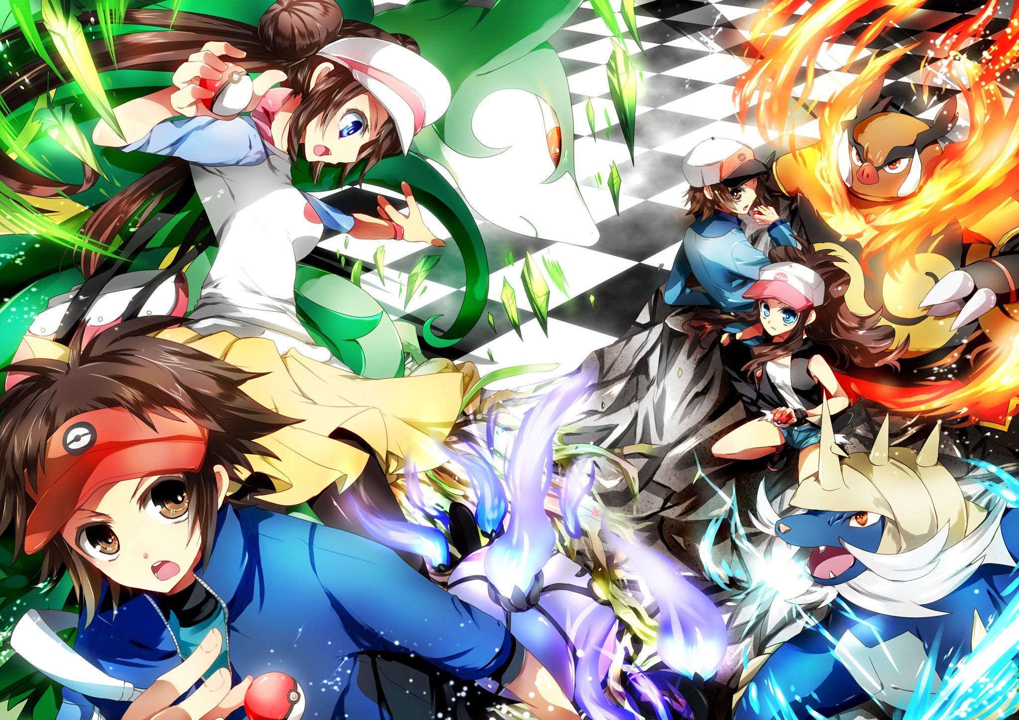 Pokemon Trainers and Pokemon battling HD Wallpaper