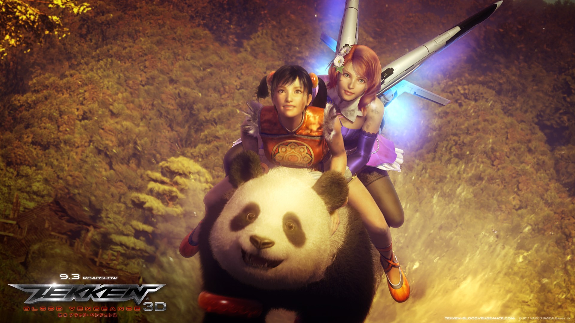 Two girls and a panda from Tekken HD Wallpaper