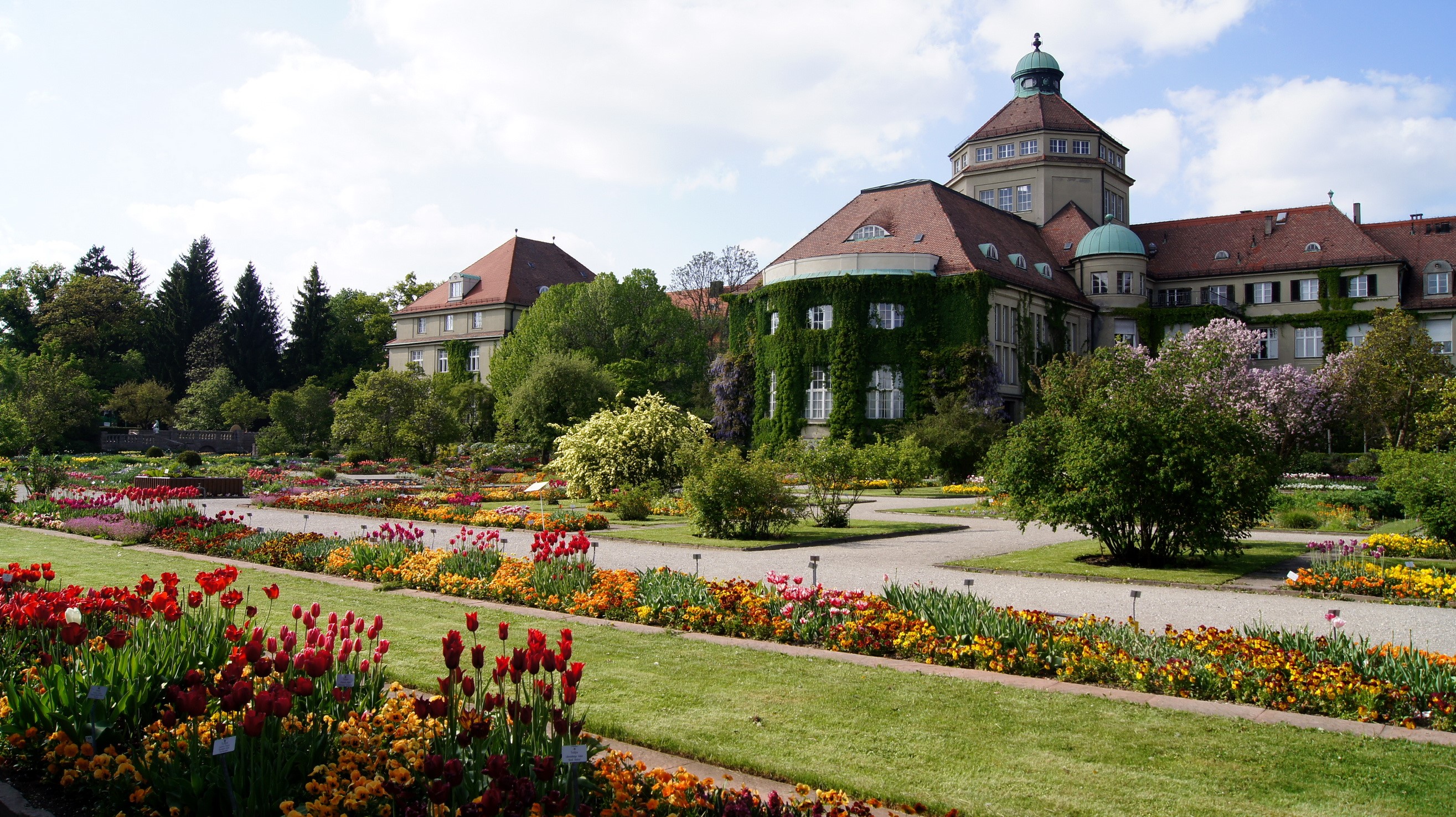 Botanical Garden with Buildings in Munich, Germany HD Wallpaper