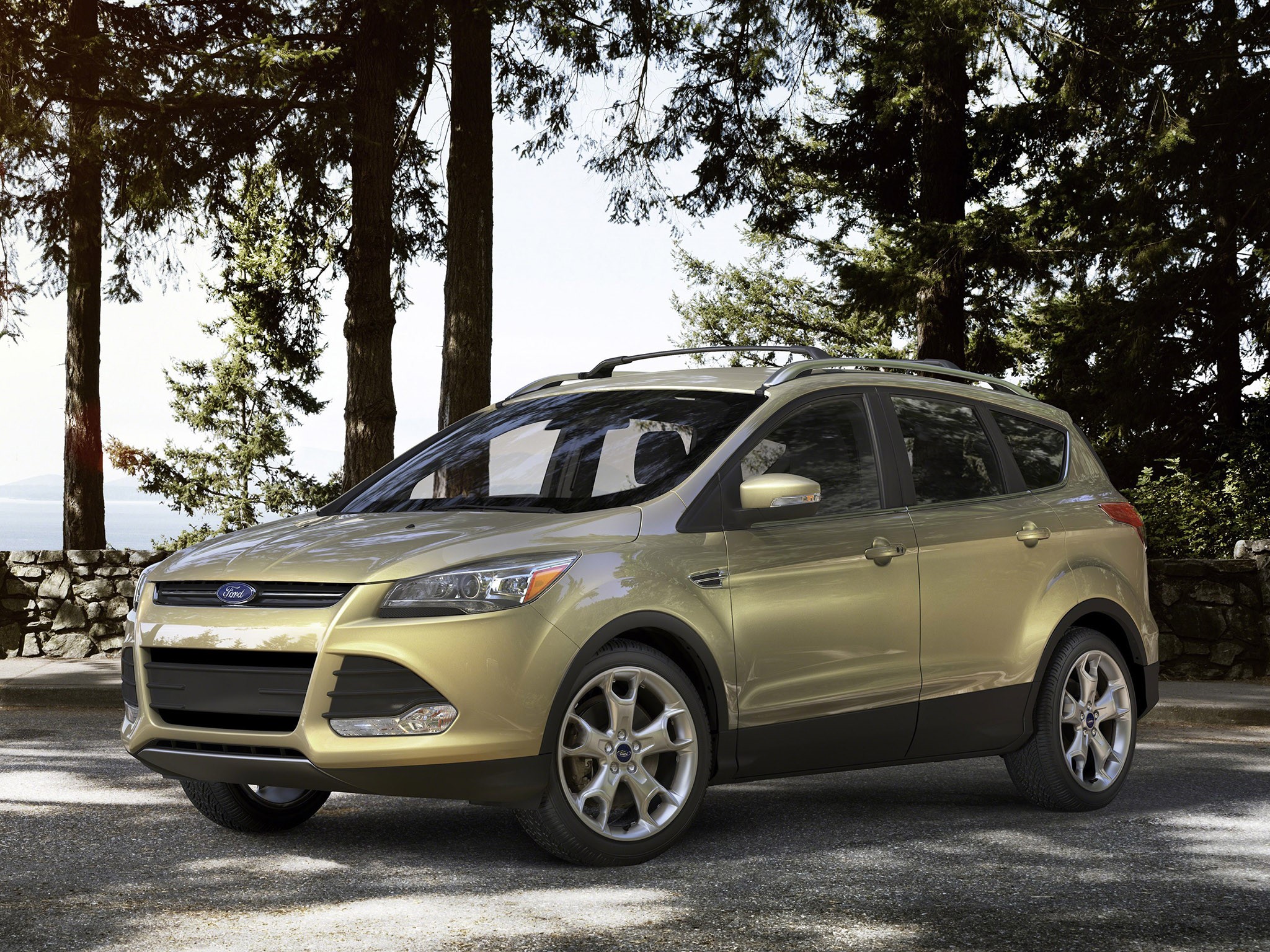 Gold Ford Escape parked outdoors HD Wallpaper
