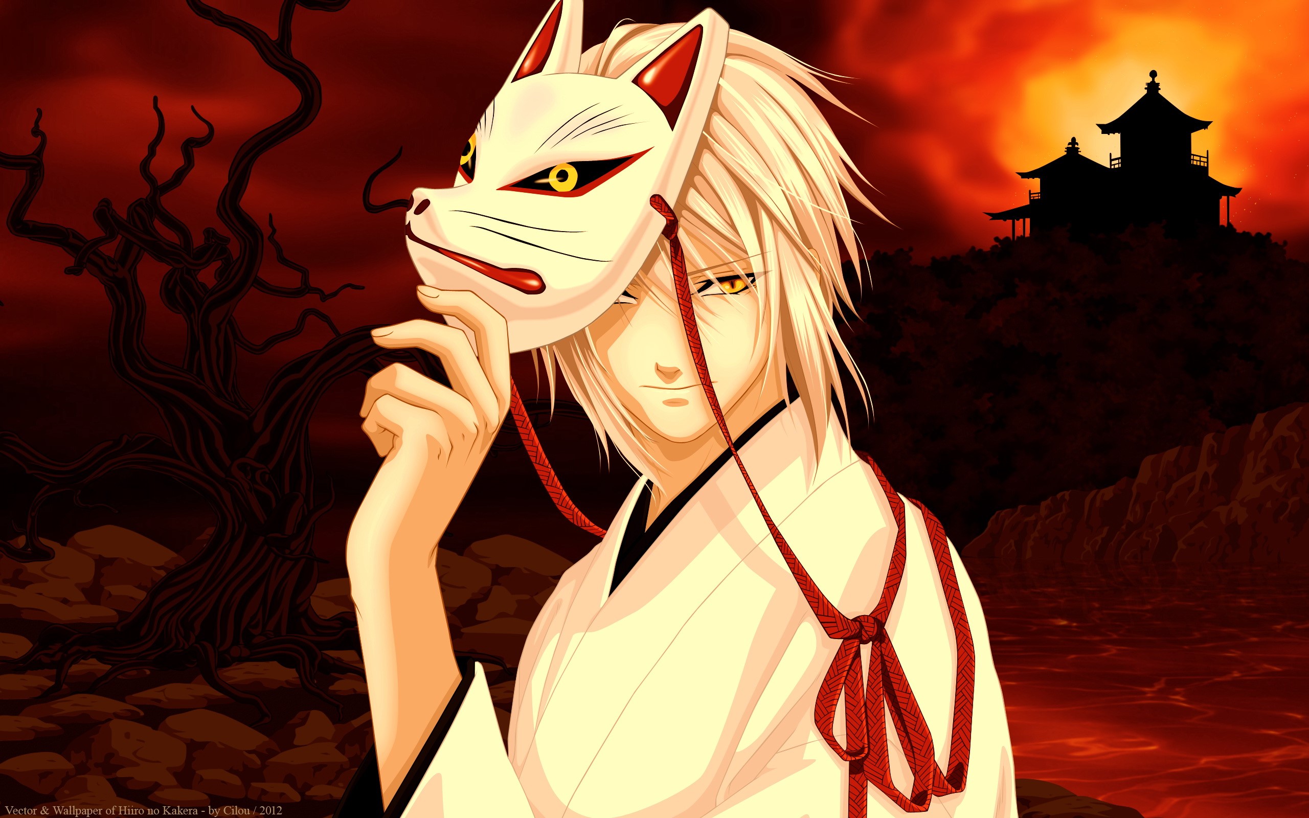 Young man with fox mask from Hiiro no Kakera HD Wallpaper