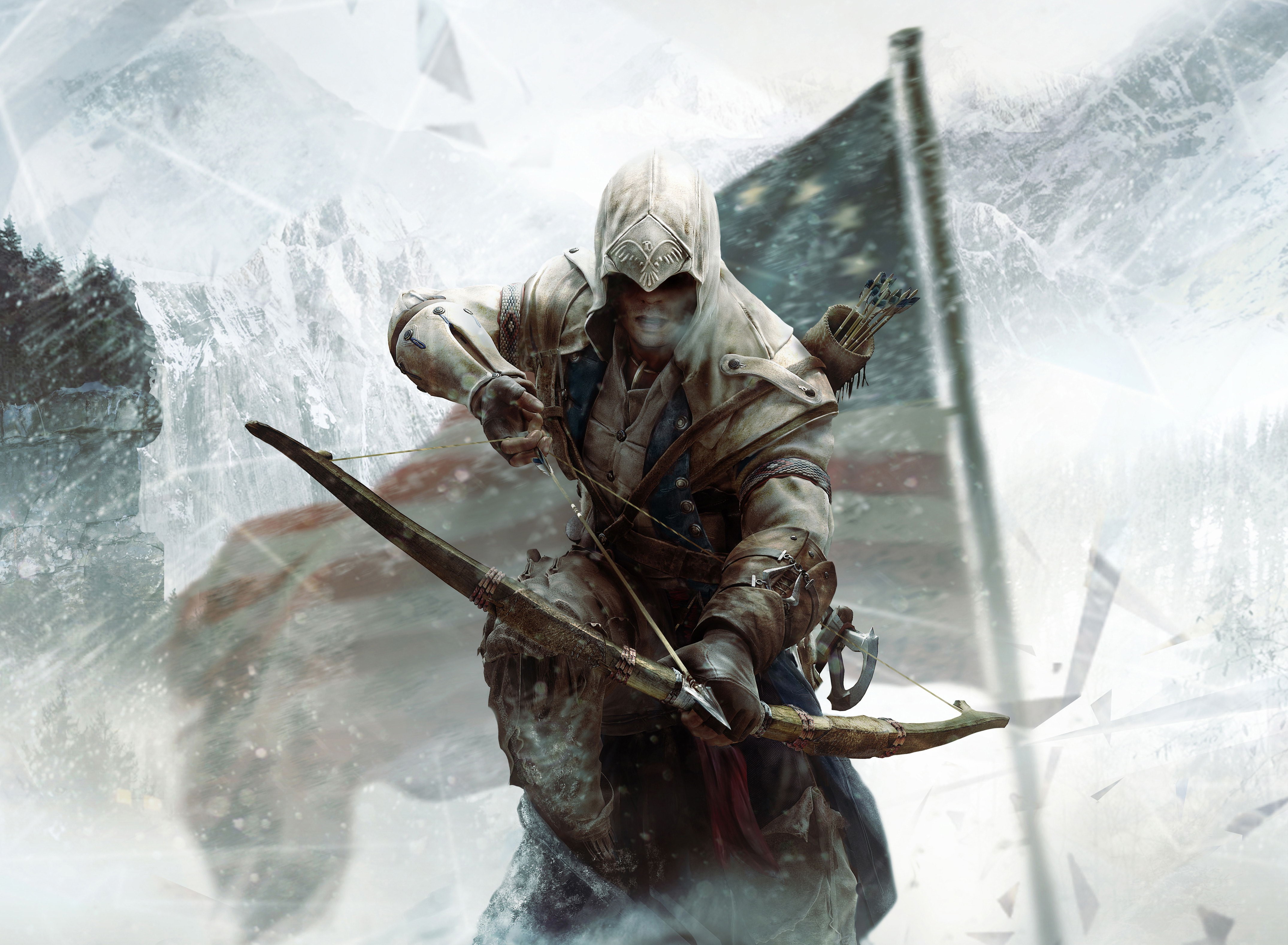 Connor from Assassin's Creed 3 with a bow HD Wallpaper