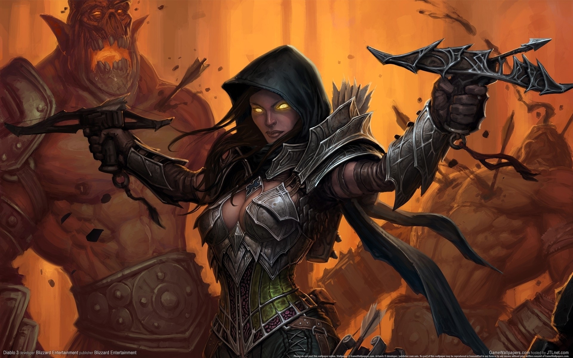 Demon Hunter with crossbows from Diablo III HD Wallpaper